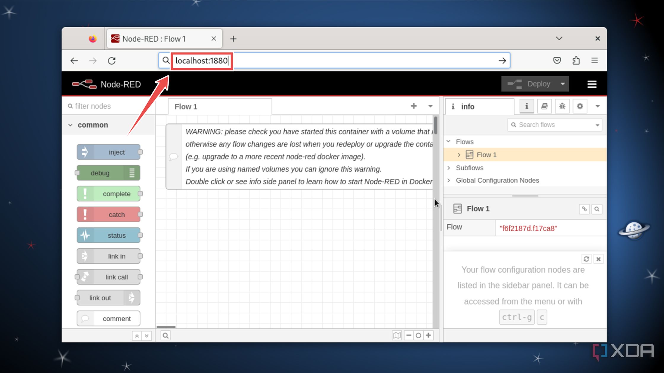 Accessing the Node-RED web UI