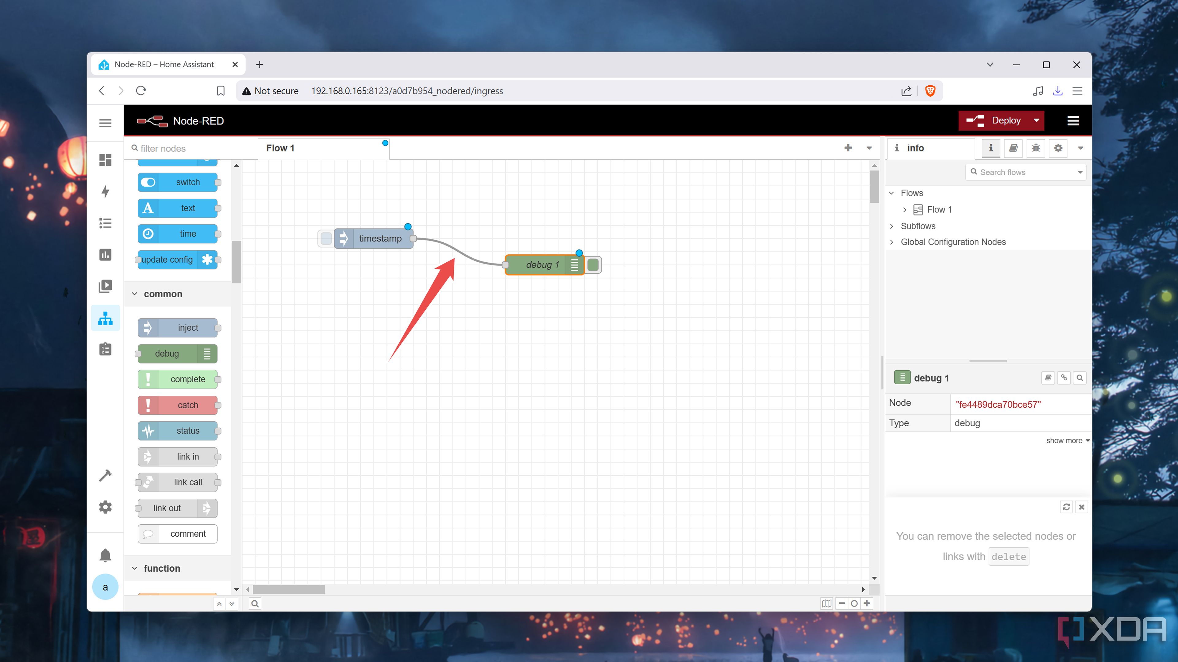 Creating a flow inside Node-RED