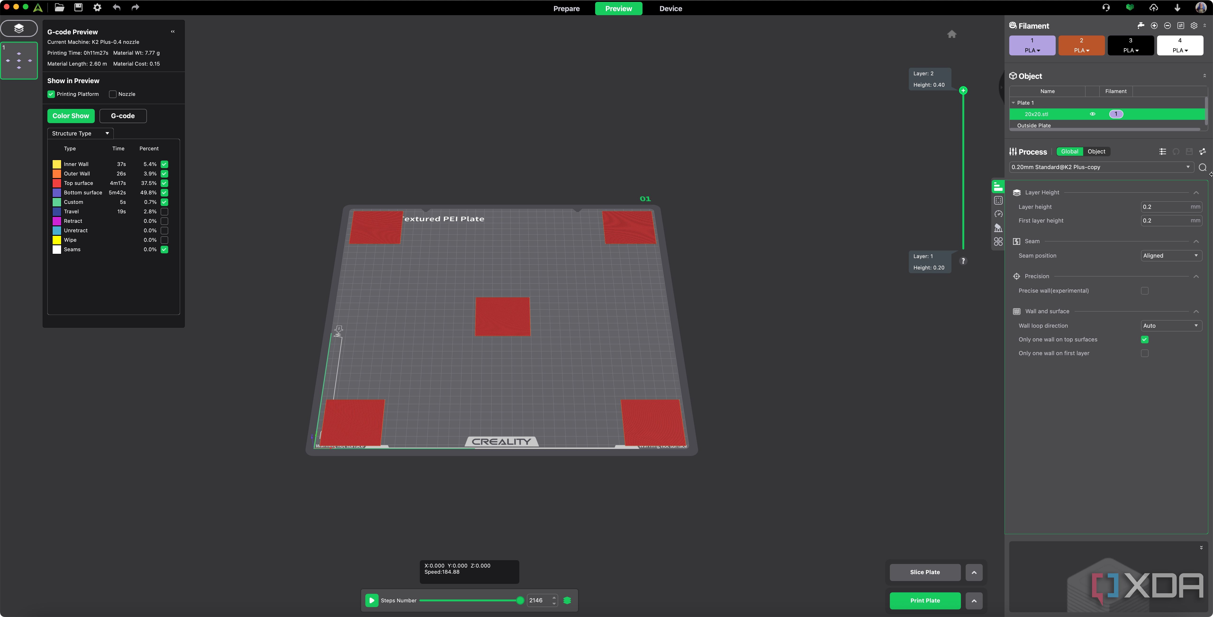 print test to level bed - sliced