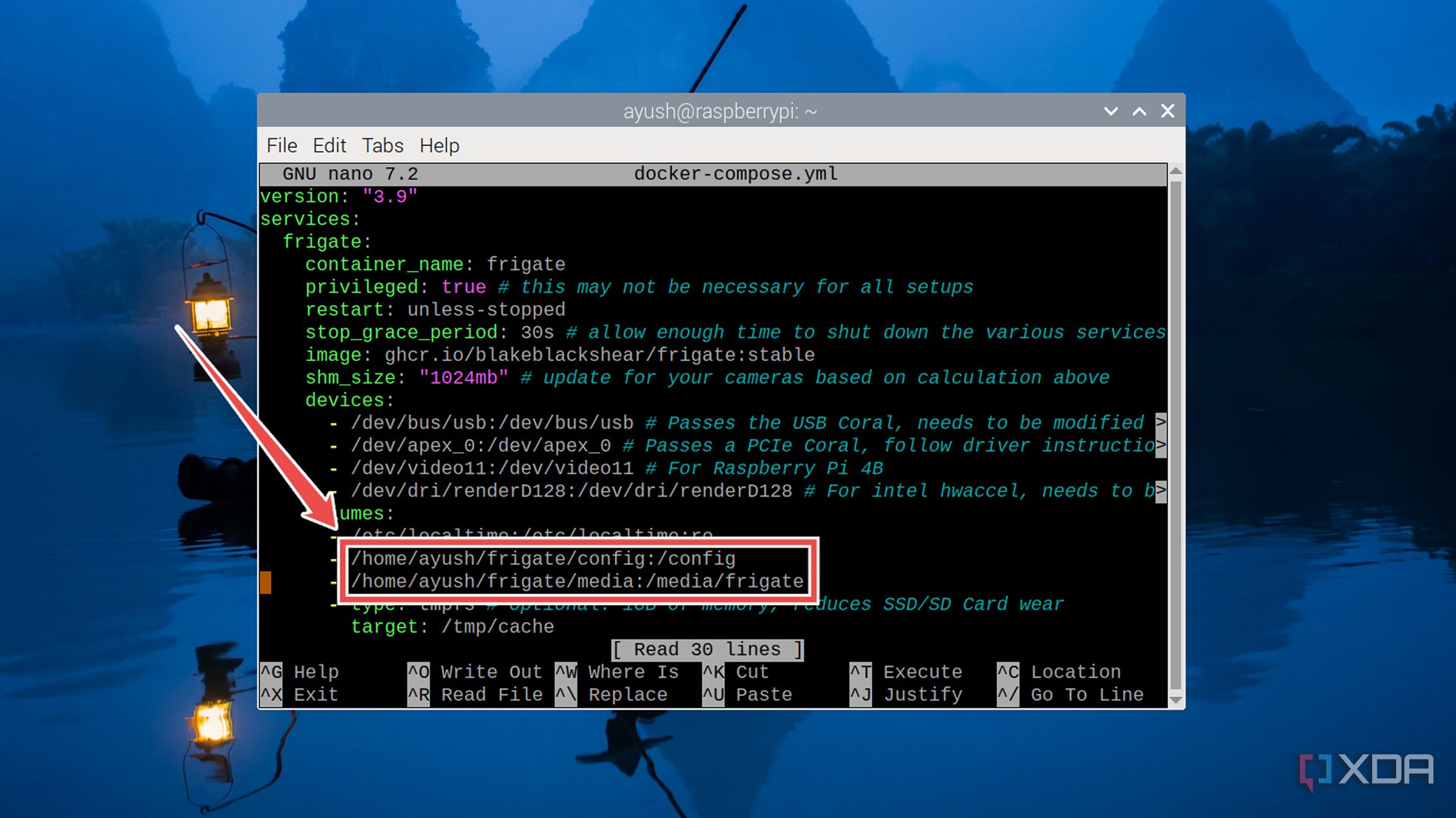 Modifying the path variables for the Frigate config and media folders