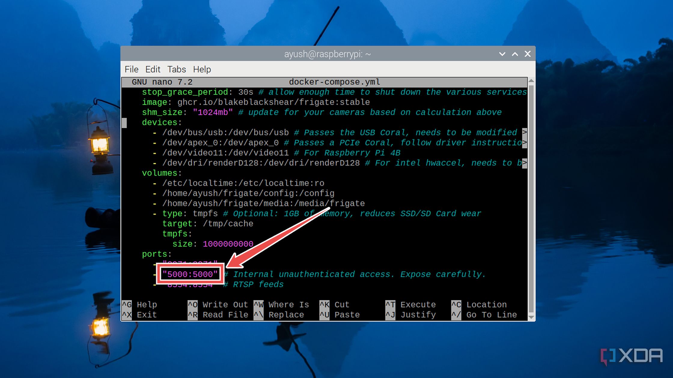 Enabling the port 5000 inside the Frigate compose file