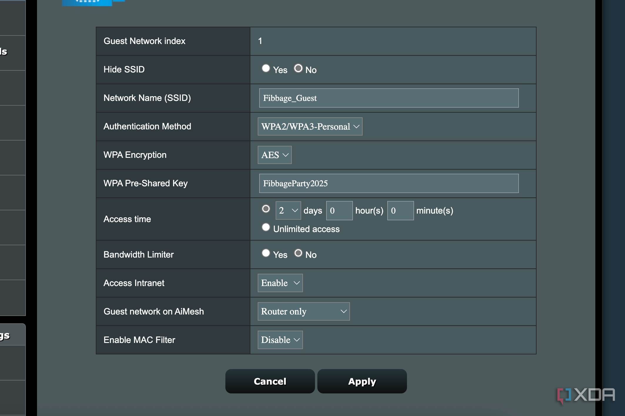 Set the time limit for the guest Wi-Fi network from router interface