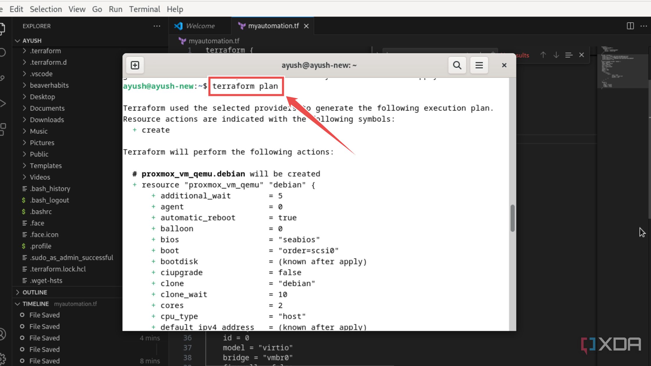 Running the terraform plan command in Debian