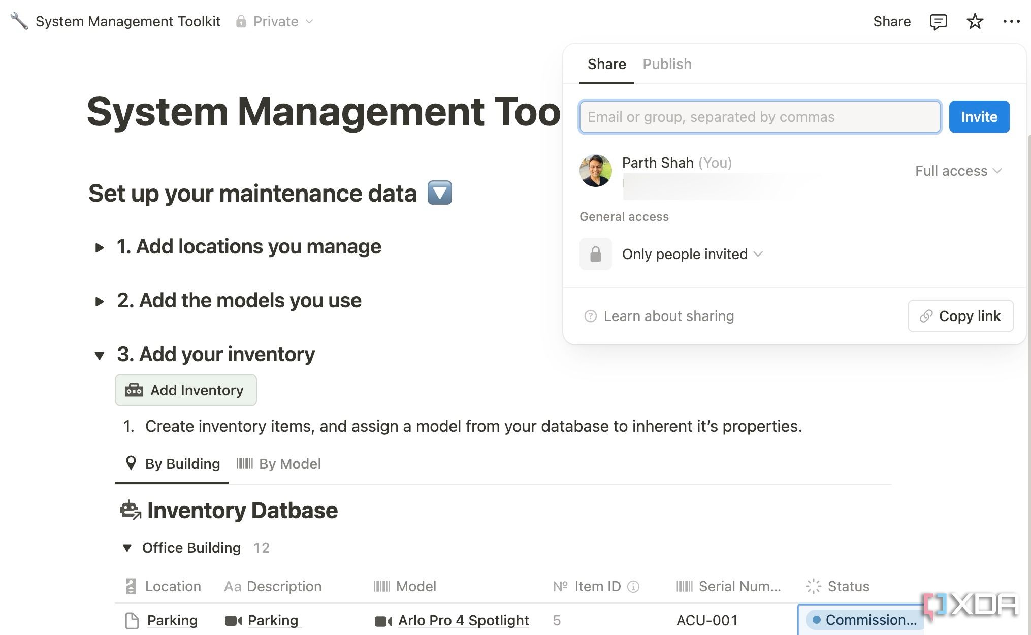 Notion share a page