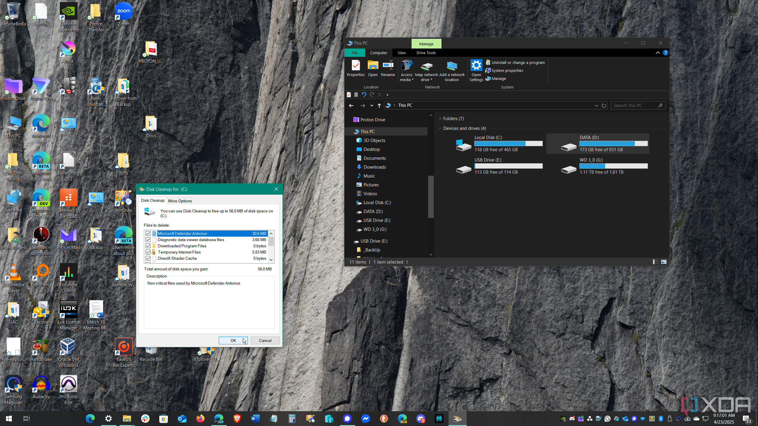 shows disk cleanup running on windows 10