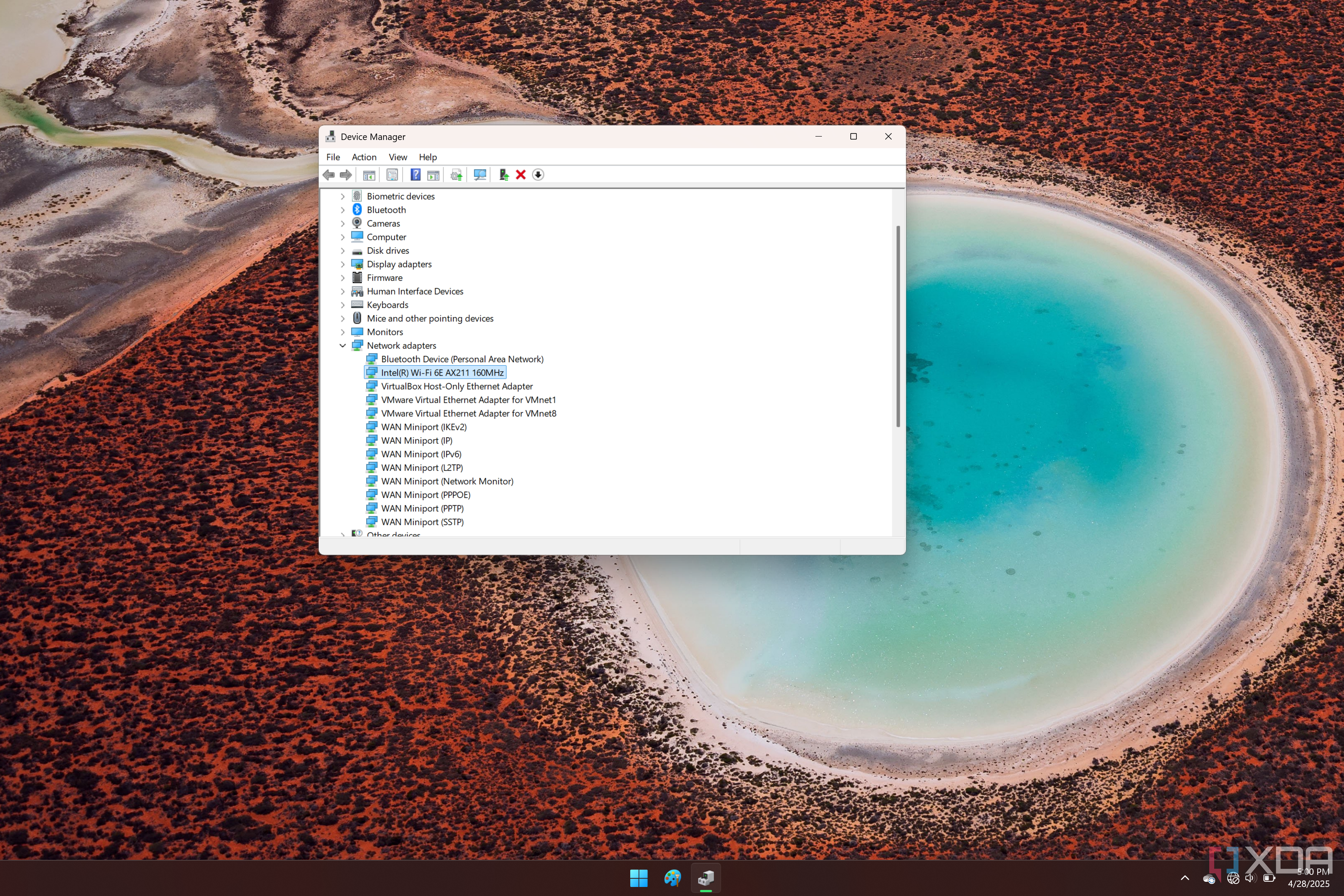 Screenshot of Device Manager in Windows 11 with a Wi-Fi adapter selected from the list
