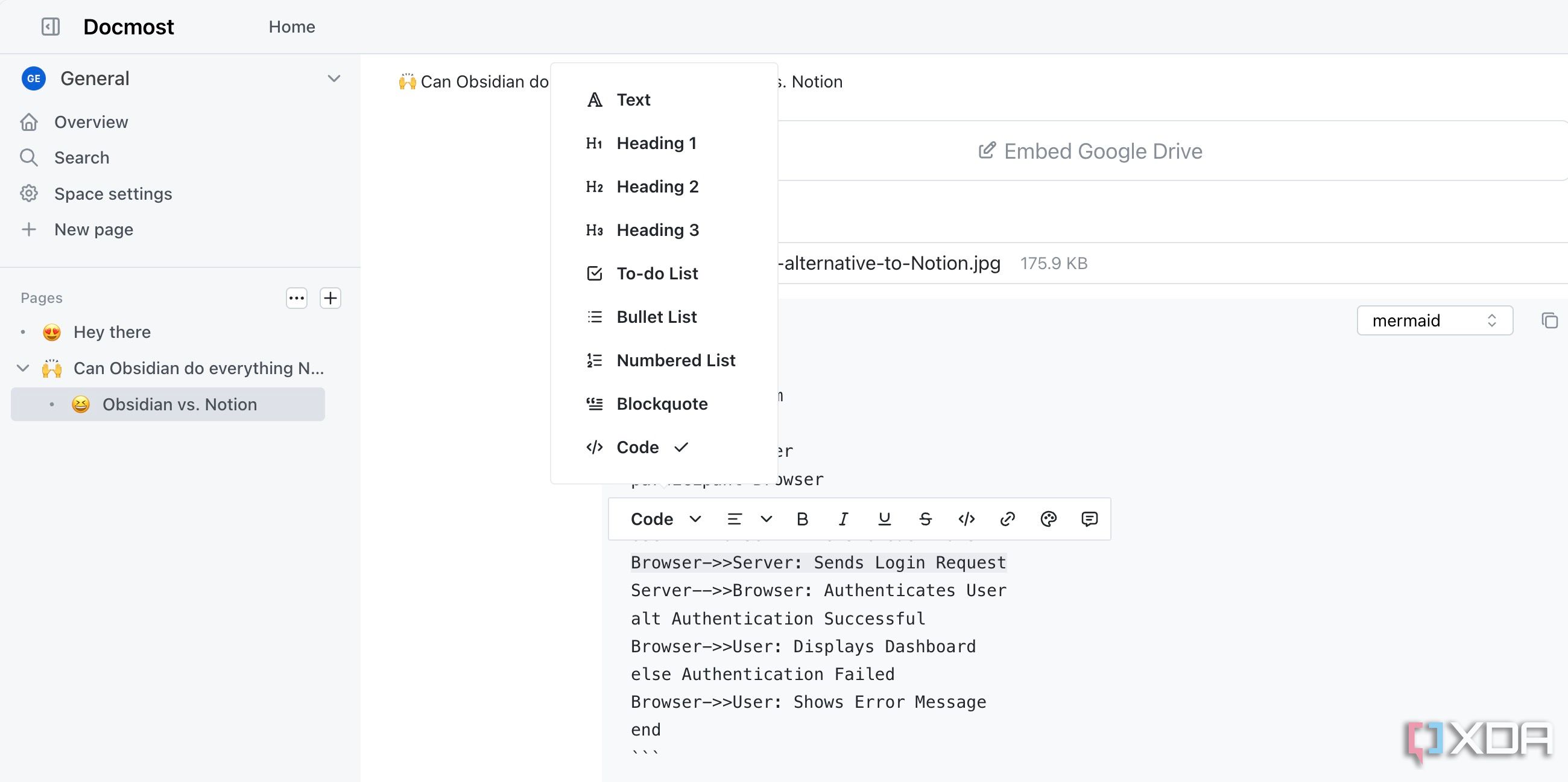 Docmost editor