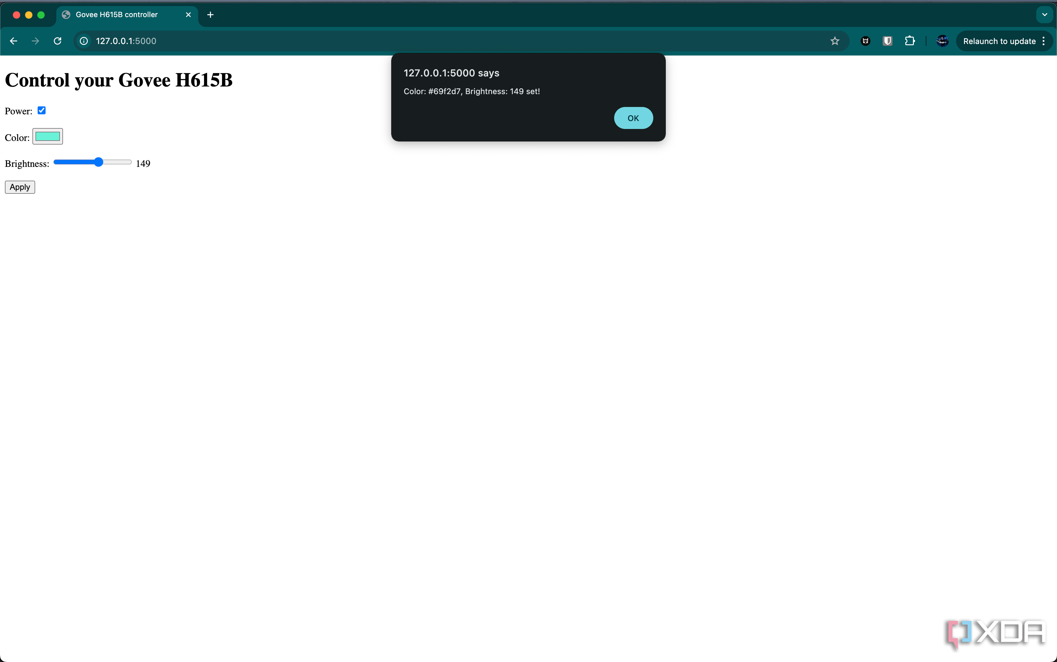 Controlling the Govee H615B through my browser