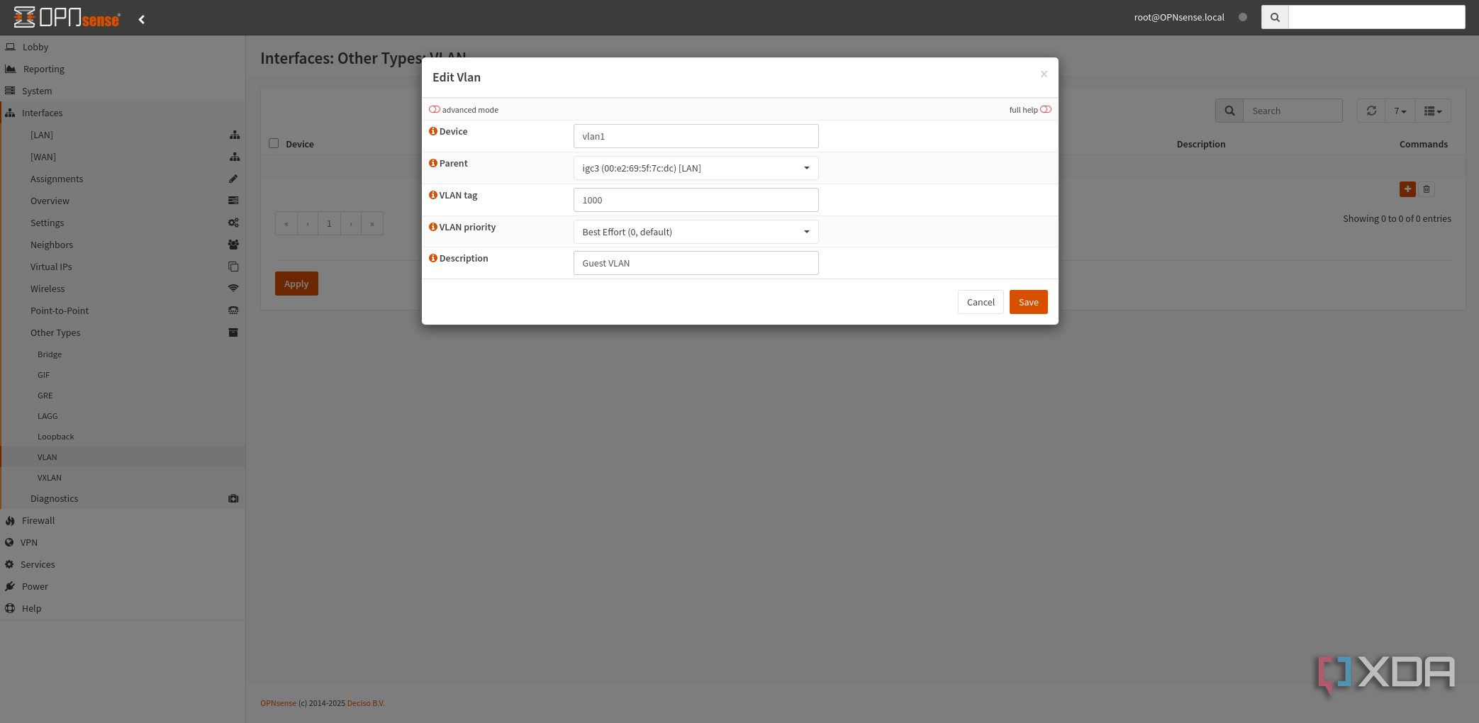 OPNsense adding VLAN
