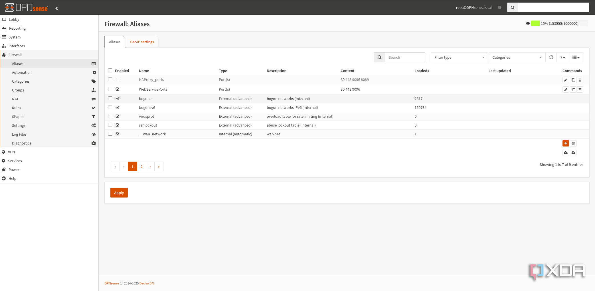 OPNsense firewall aliases