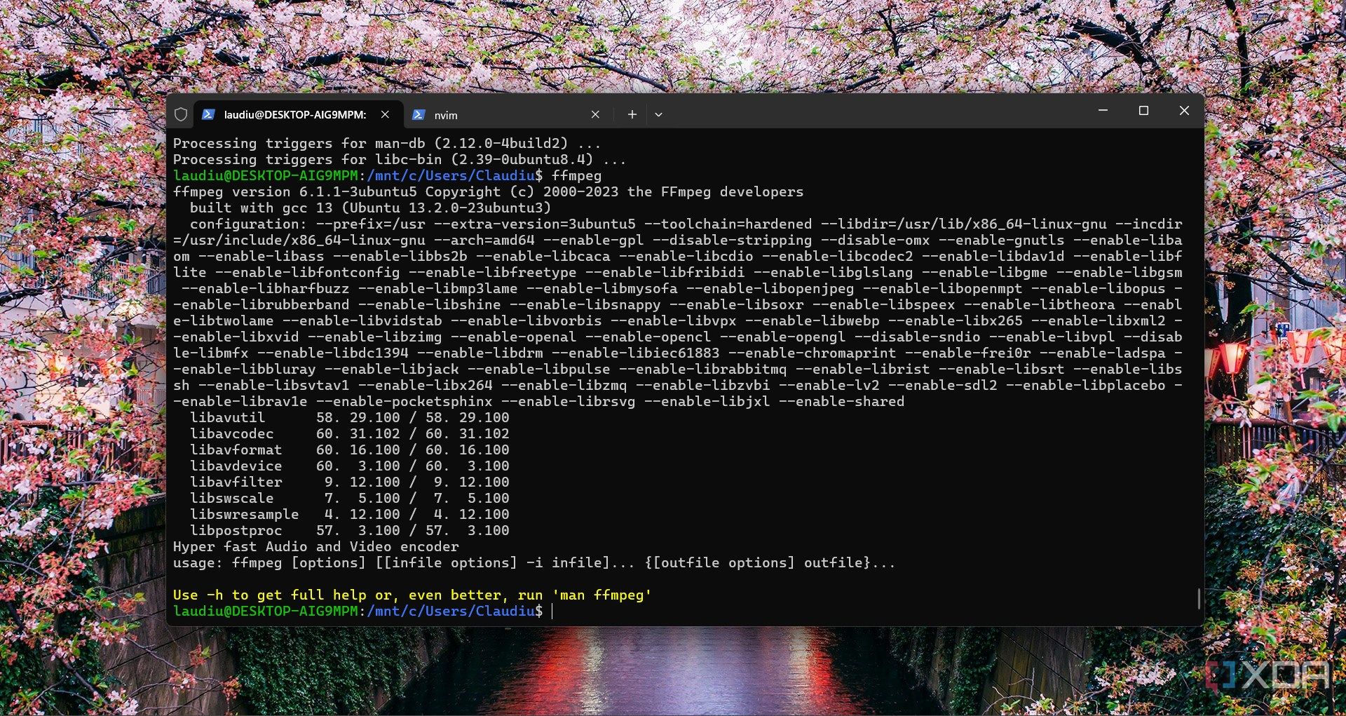 Running ffmpeg using WSL on Windows 11