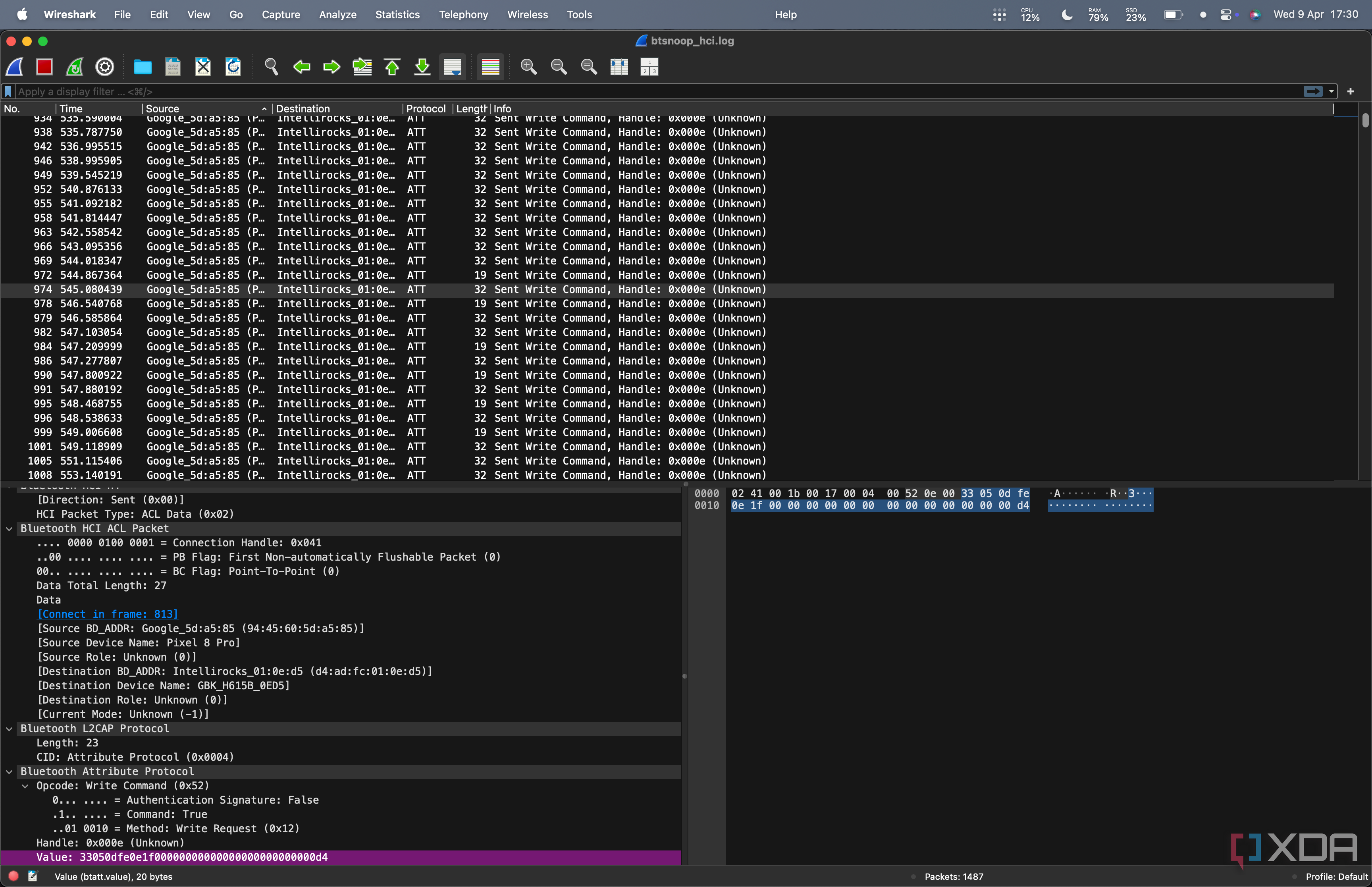 Wireshark Govee global color packet