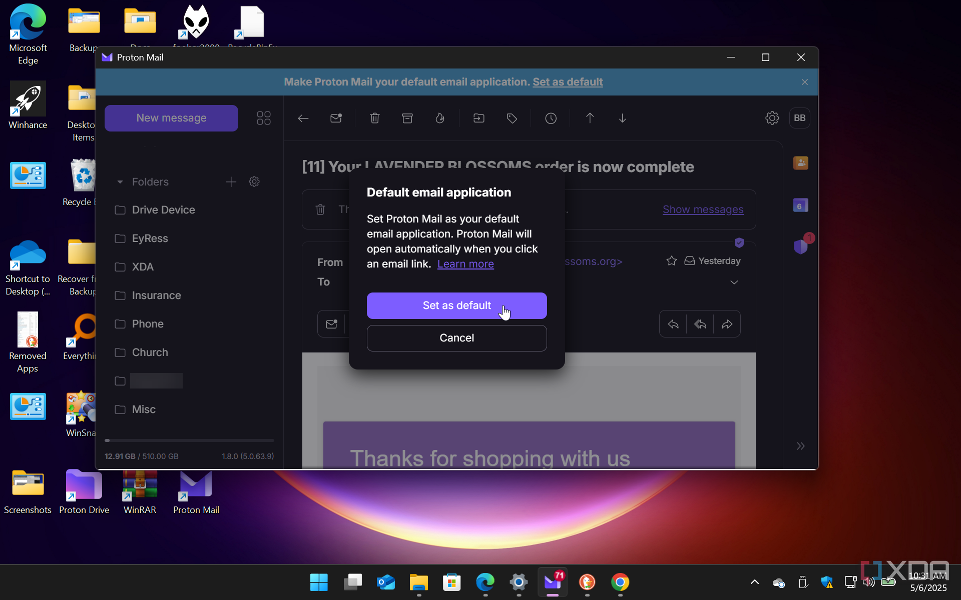 Verification to set Proton Mail as default