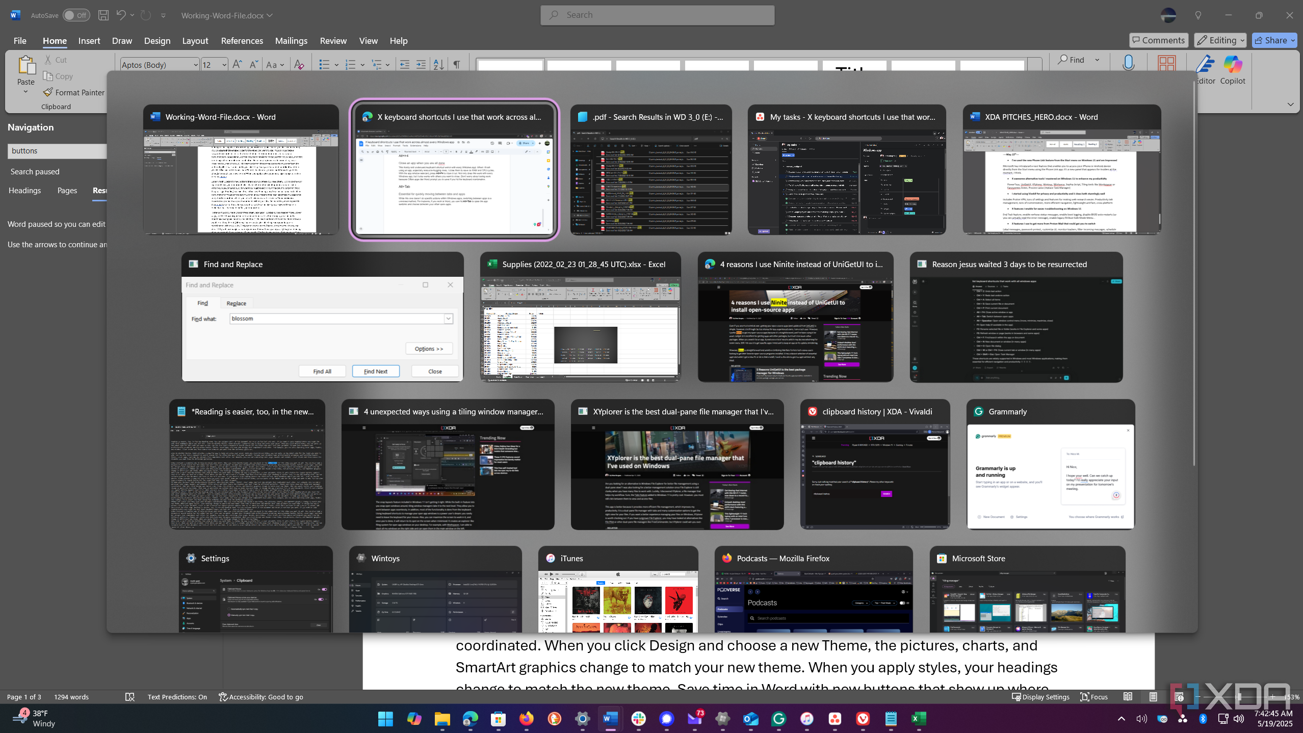 Shows App Switcher running on Windows 11 using Alt+Tab
