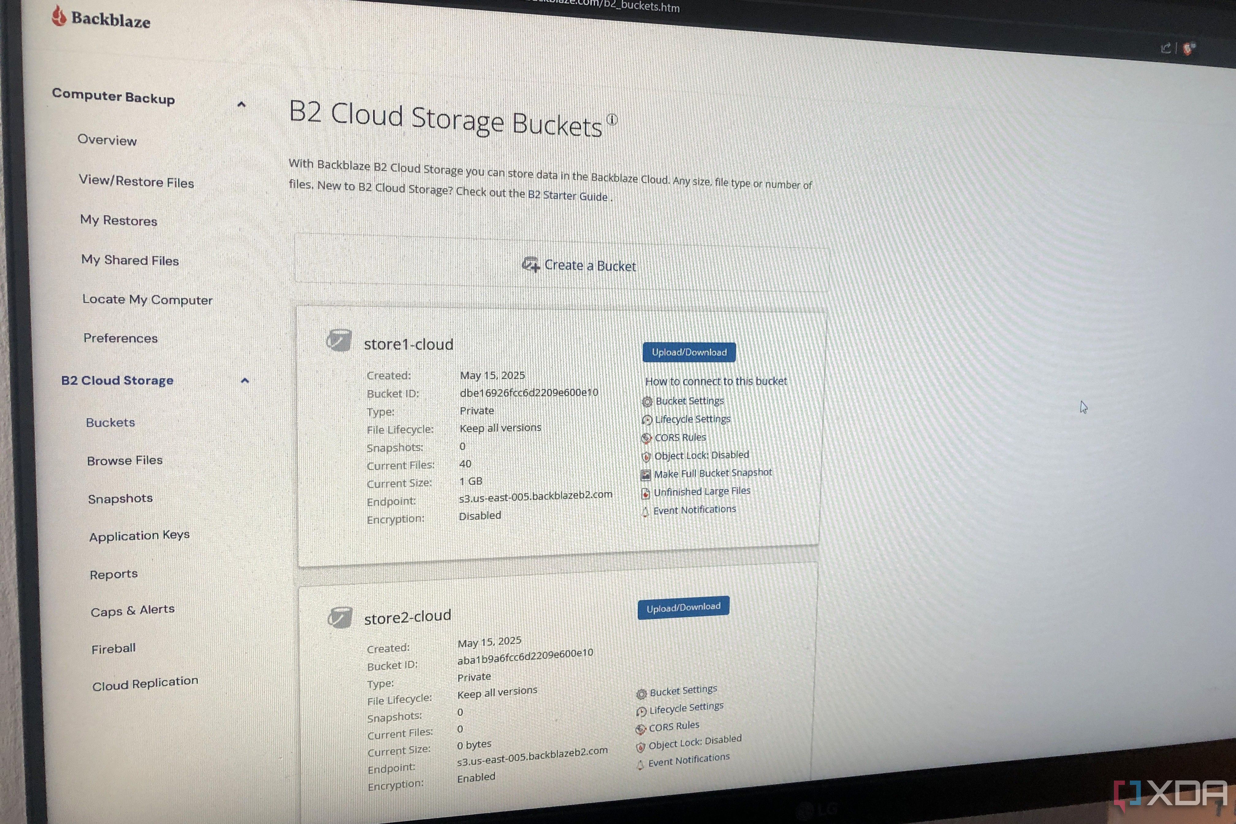 Backblaze B2 displayed on desktop