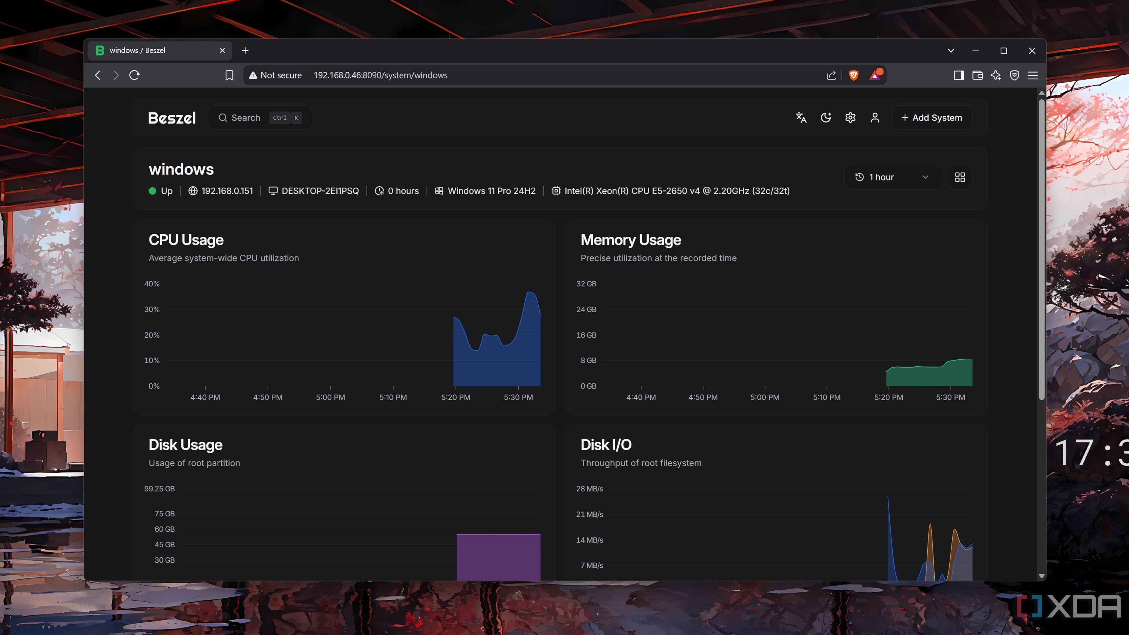 Monitoring a server using Beszel