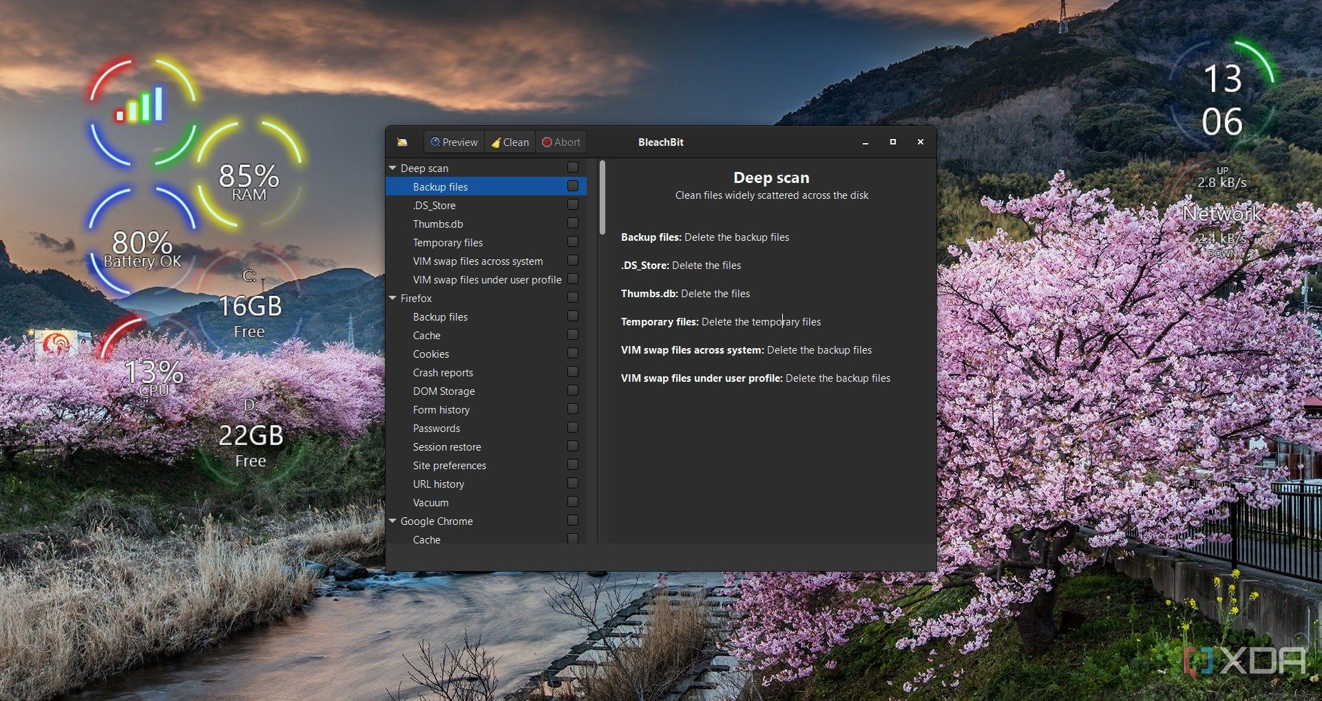 BleachBit main dashboard window