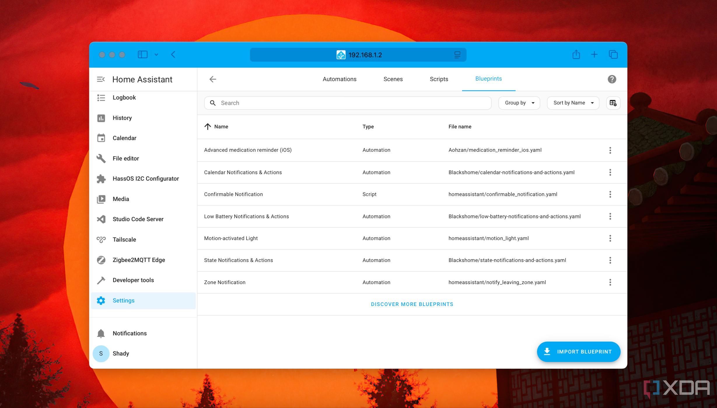 The Blueprints view in Home Assistant