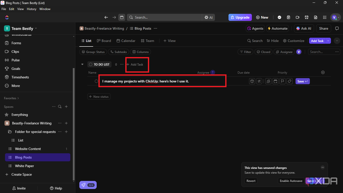 Here is how to add tasks, click add task