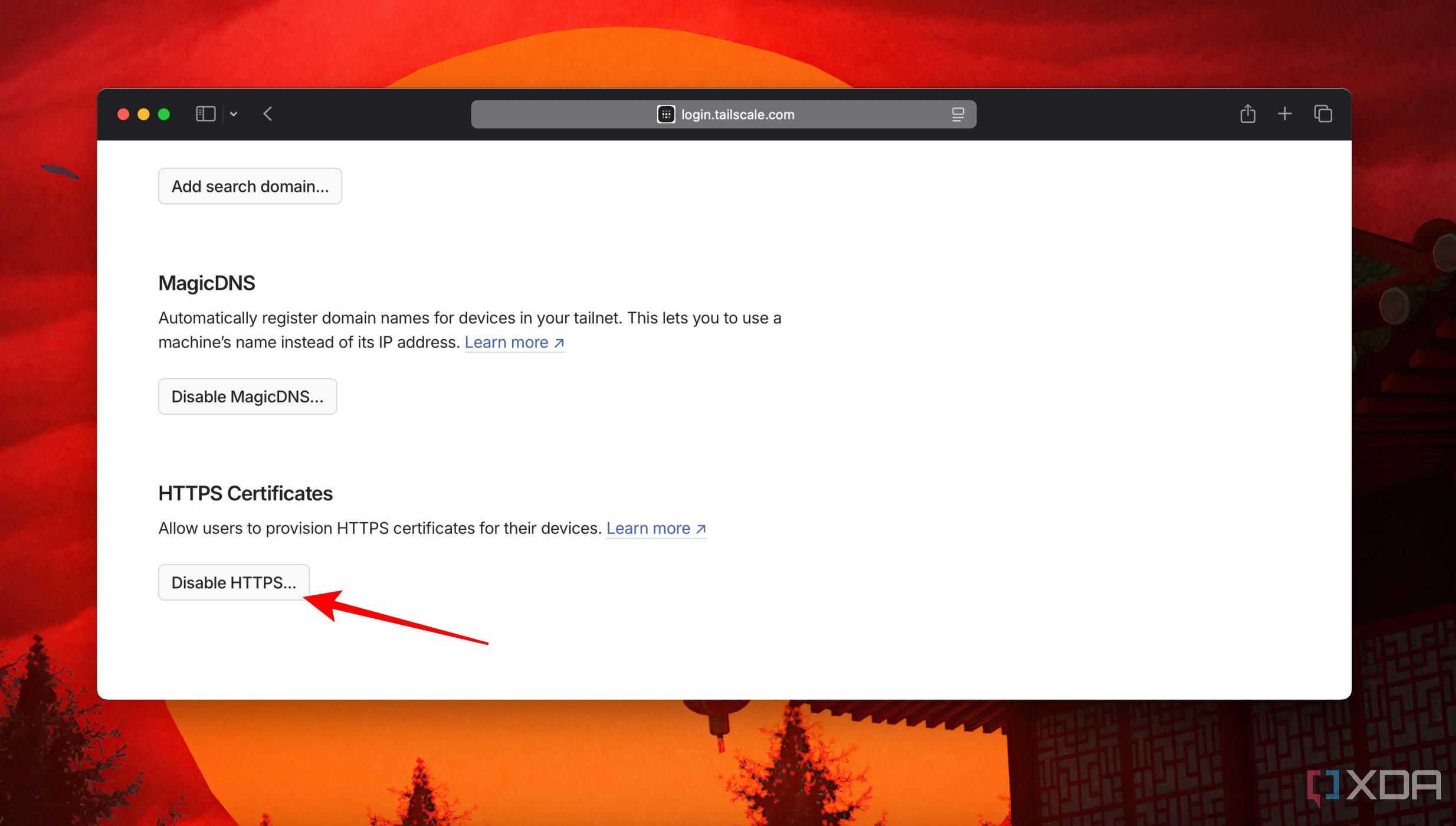 Click Enable HTTPS button in Tailscale Dashboard