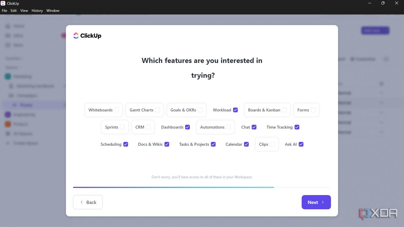 Choose clickup features for your team