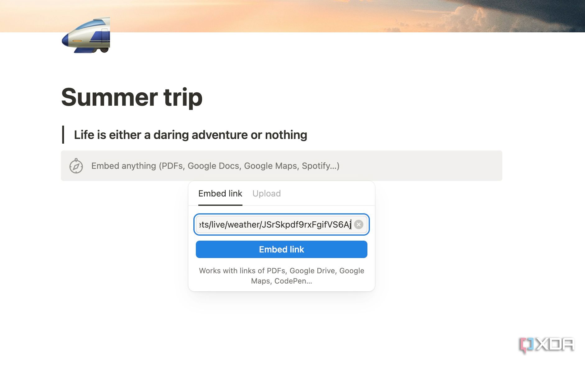 embed a widget in Notion