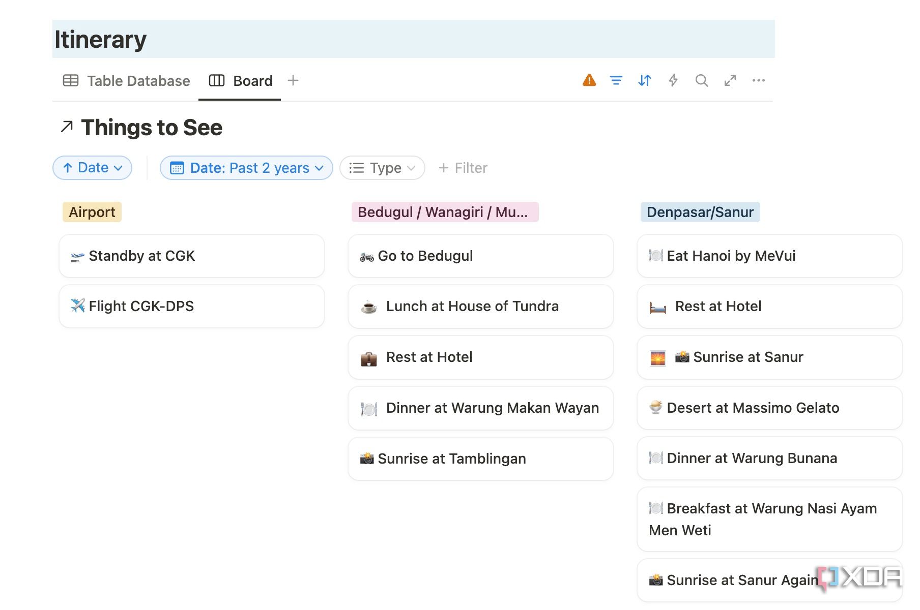 Board view in Notion