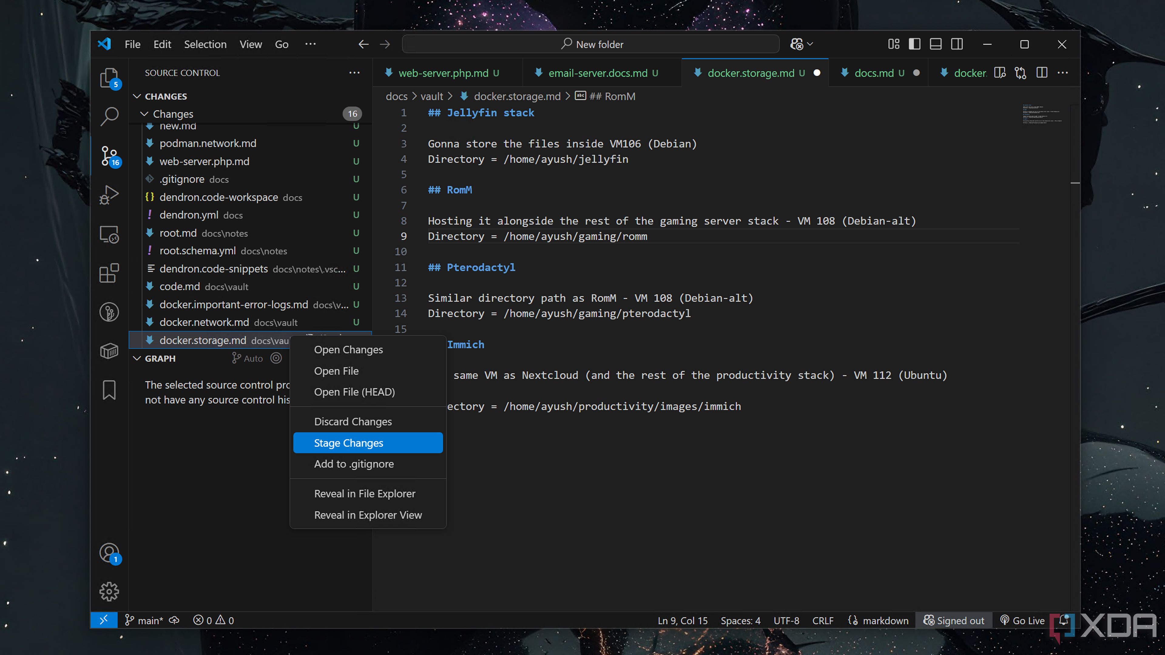Puesta en escena de cambios en el código VS a través de Dendron