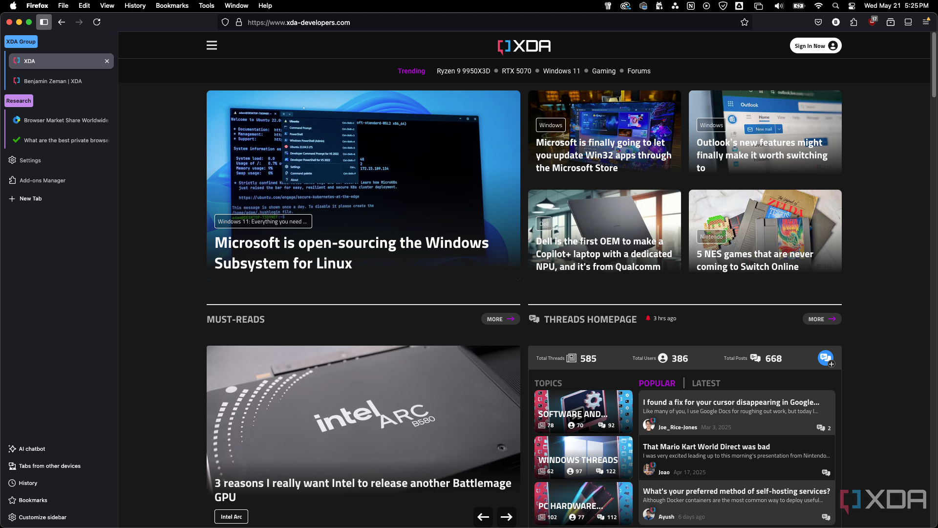 Tab grouping in Firefox browser