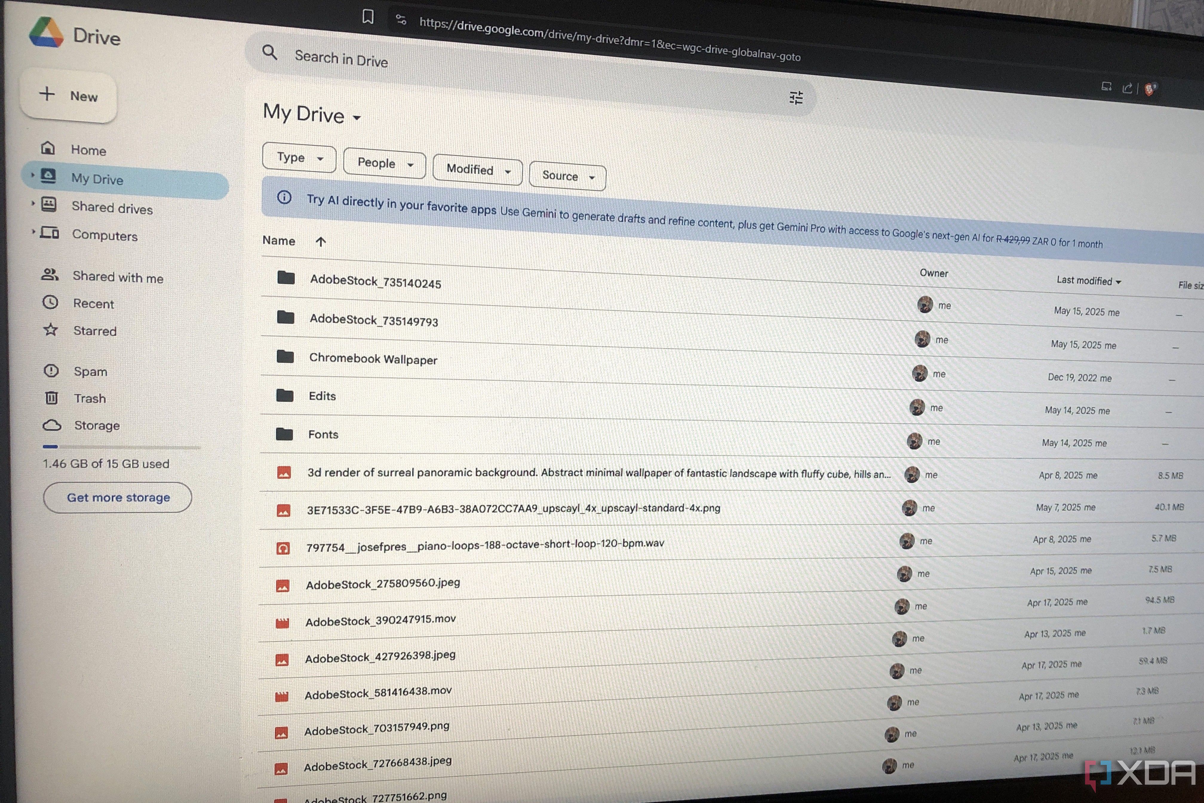 Google Drive files displayed on desktop
