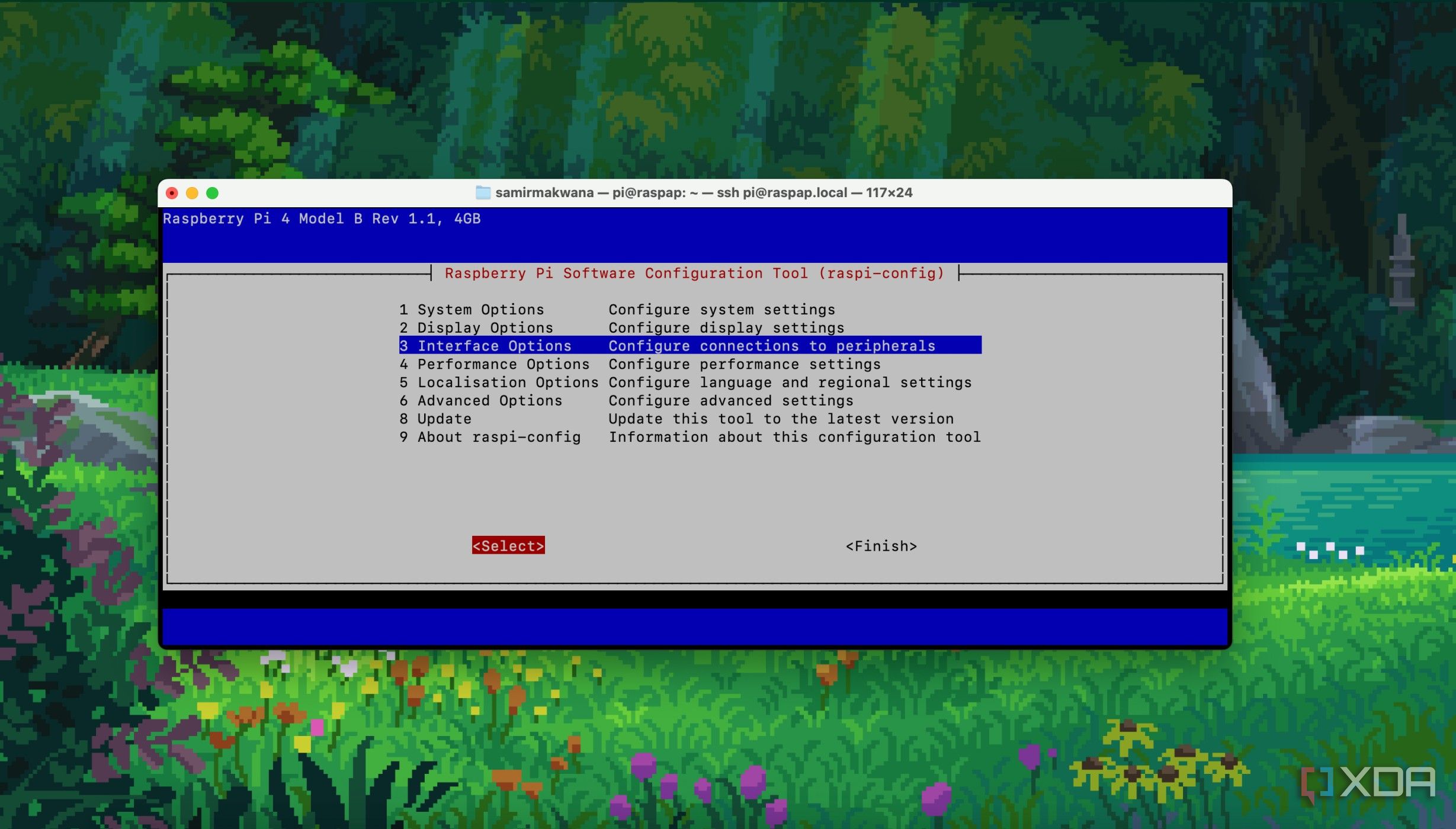 Select Interface Options from raspi-config menu on Raspberry Pi
