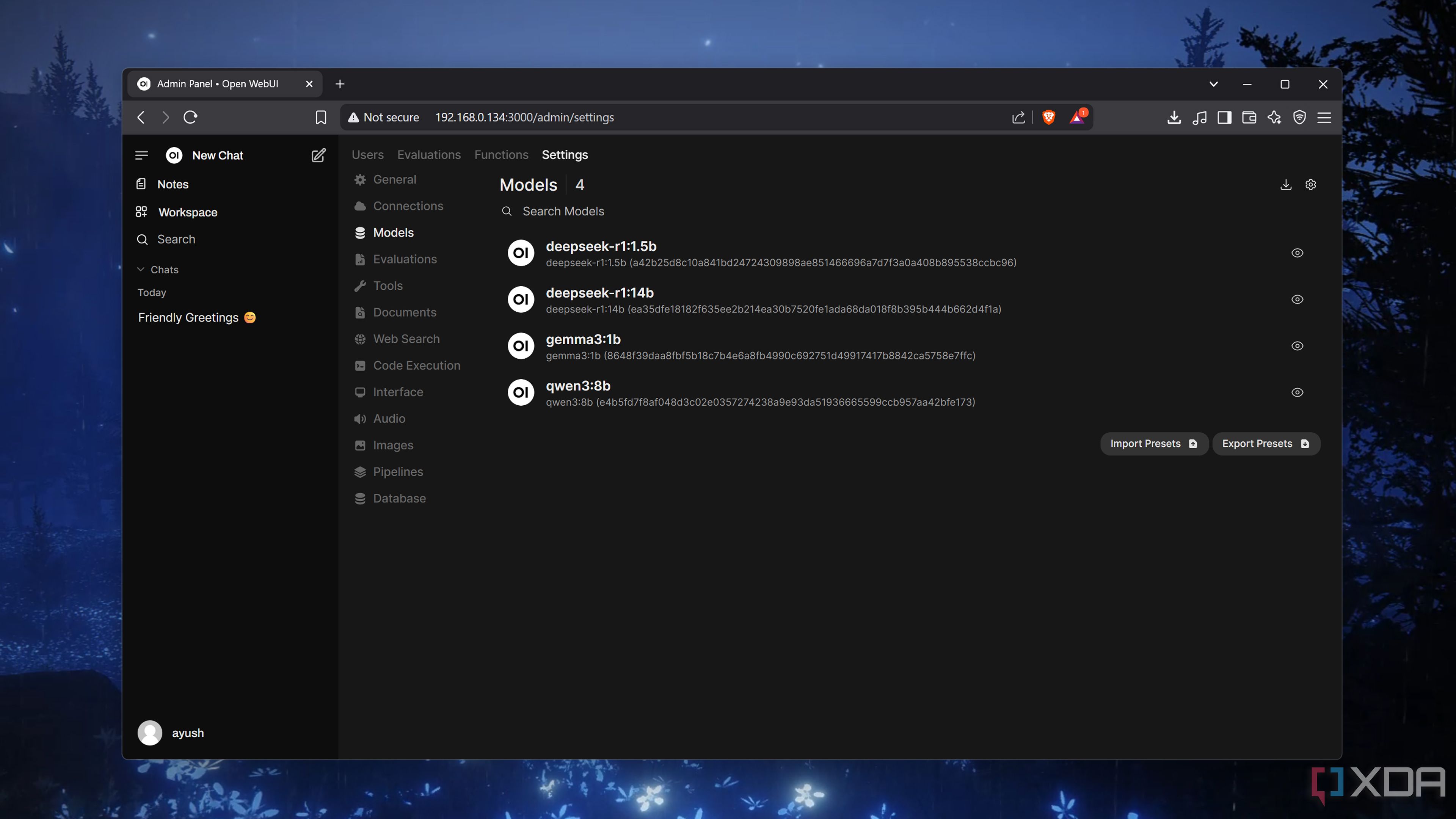 Accessing the LLMs in Ollama's Open Web UI