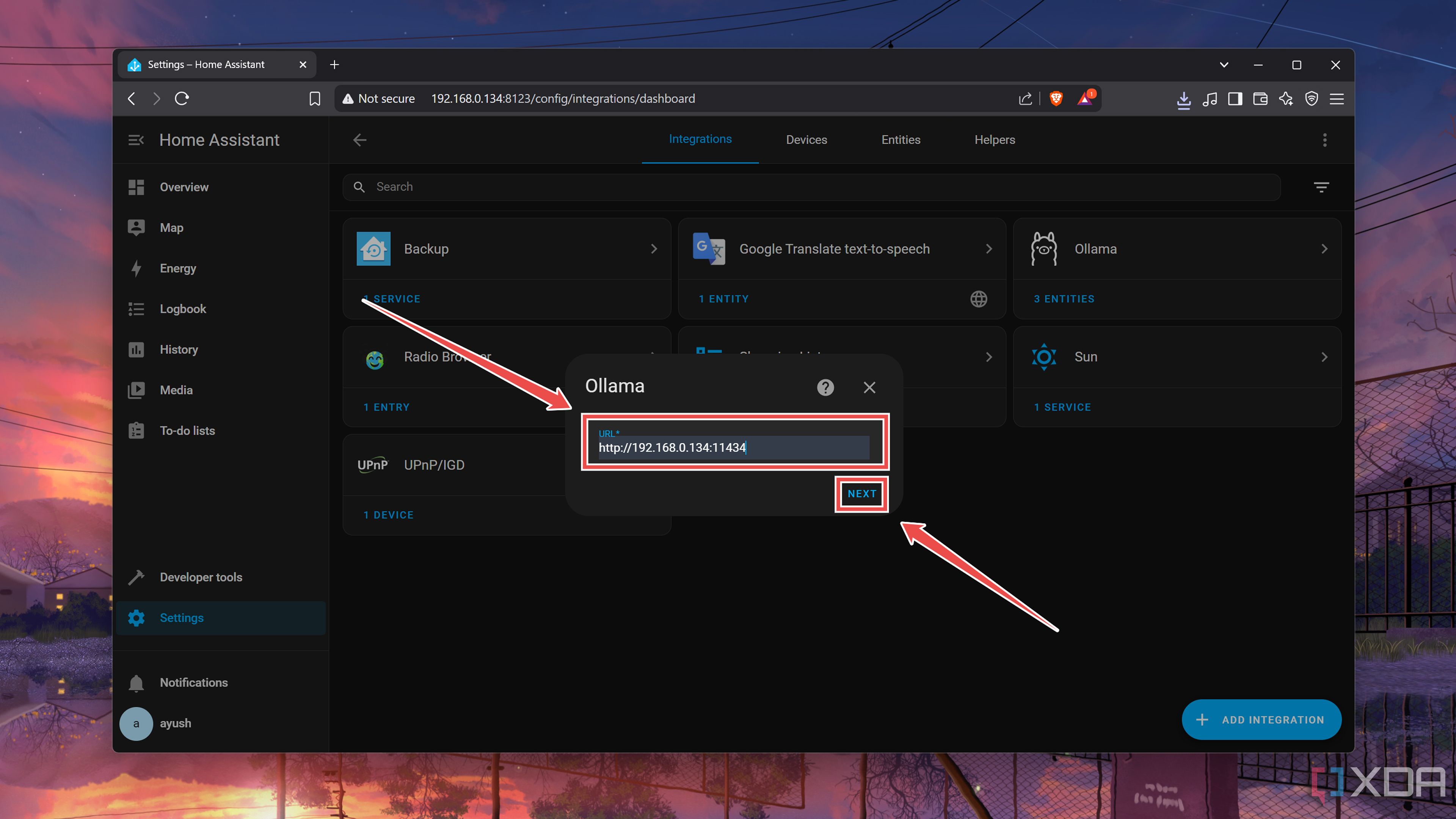 Adding the Ollama web UI to HASS