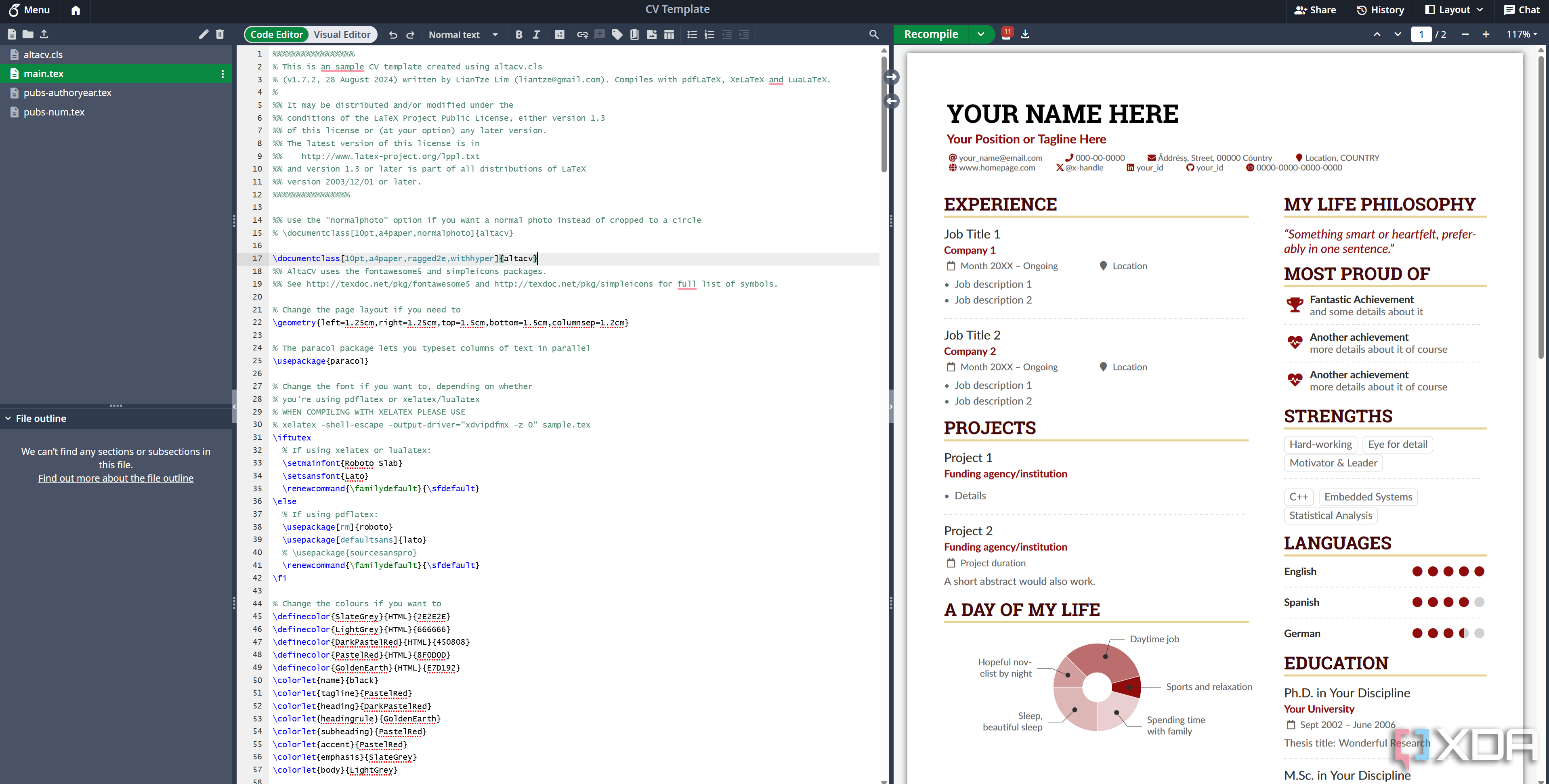 Overleaf CV template