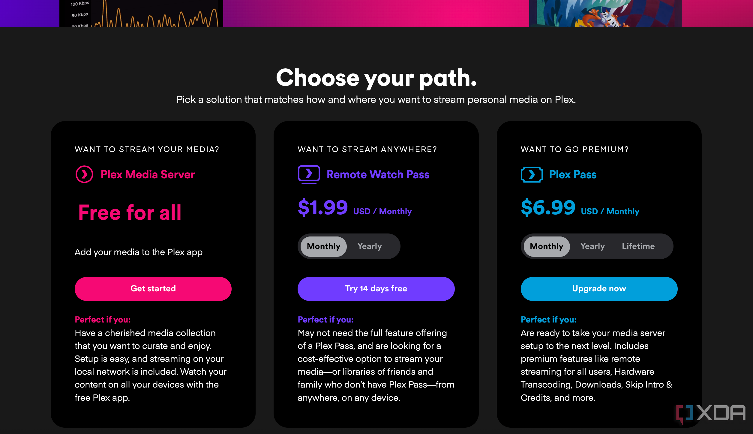 Plex pricing on official site