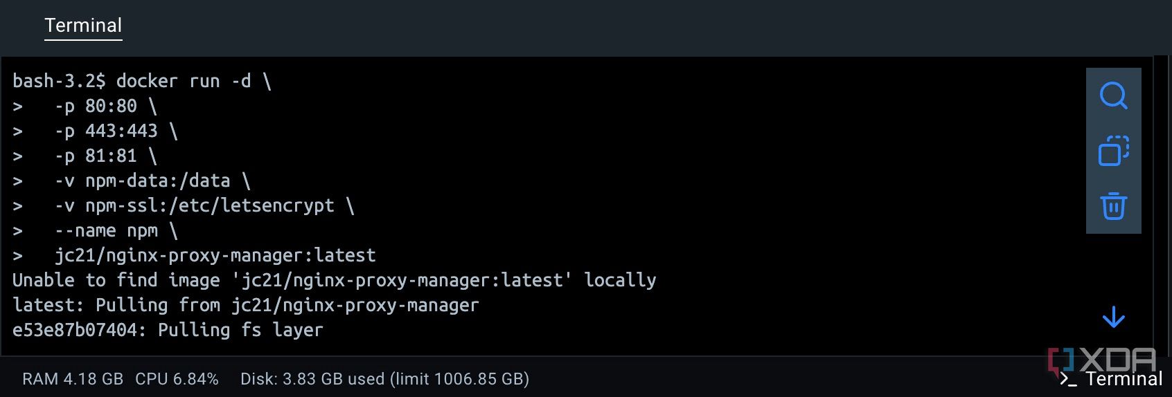 Proxy manager in Docker