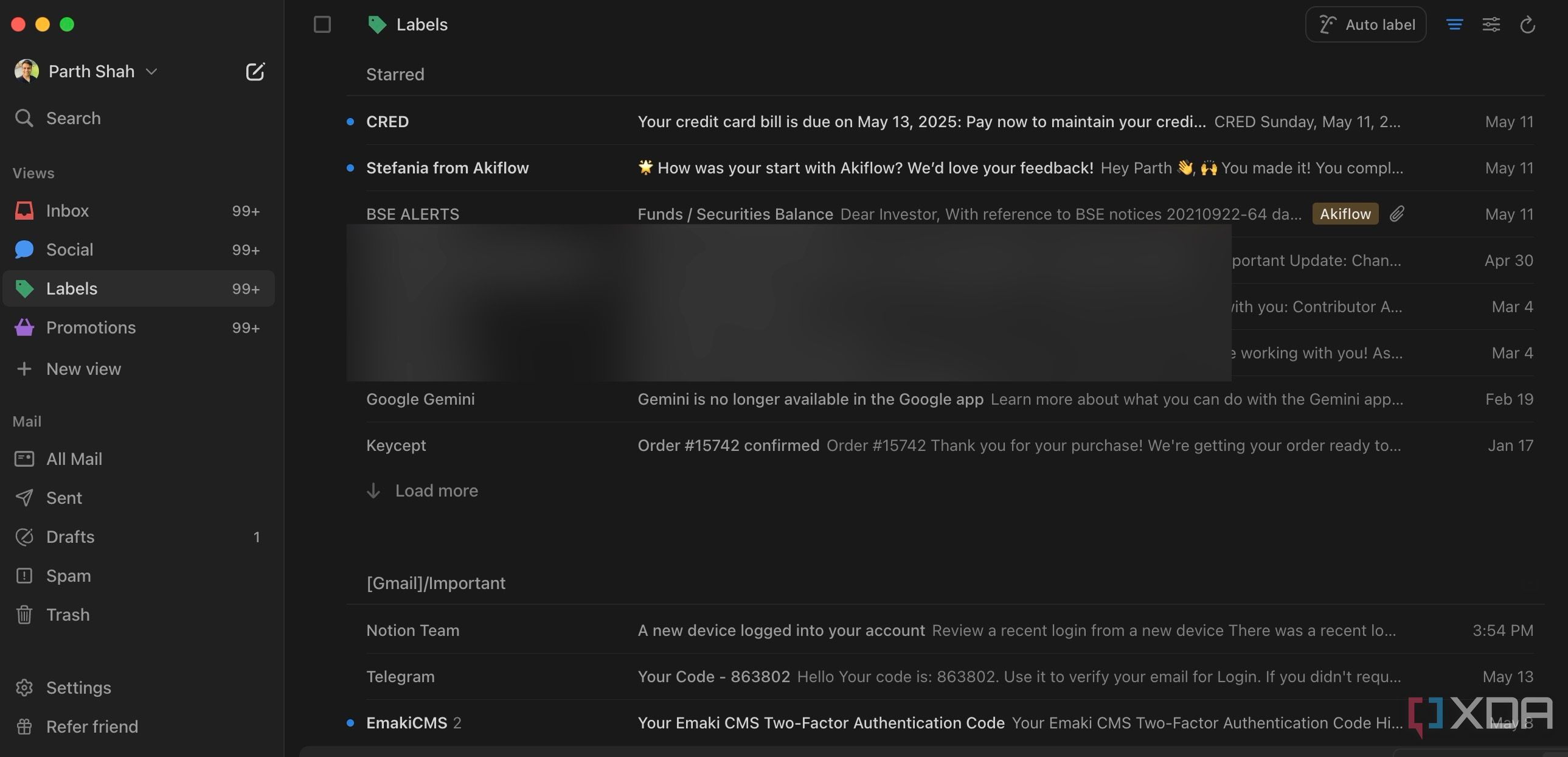 Notion Mail home