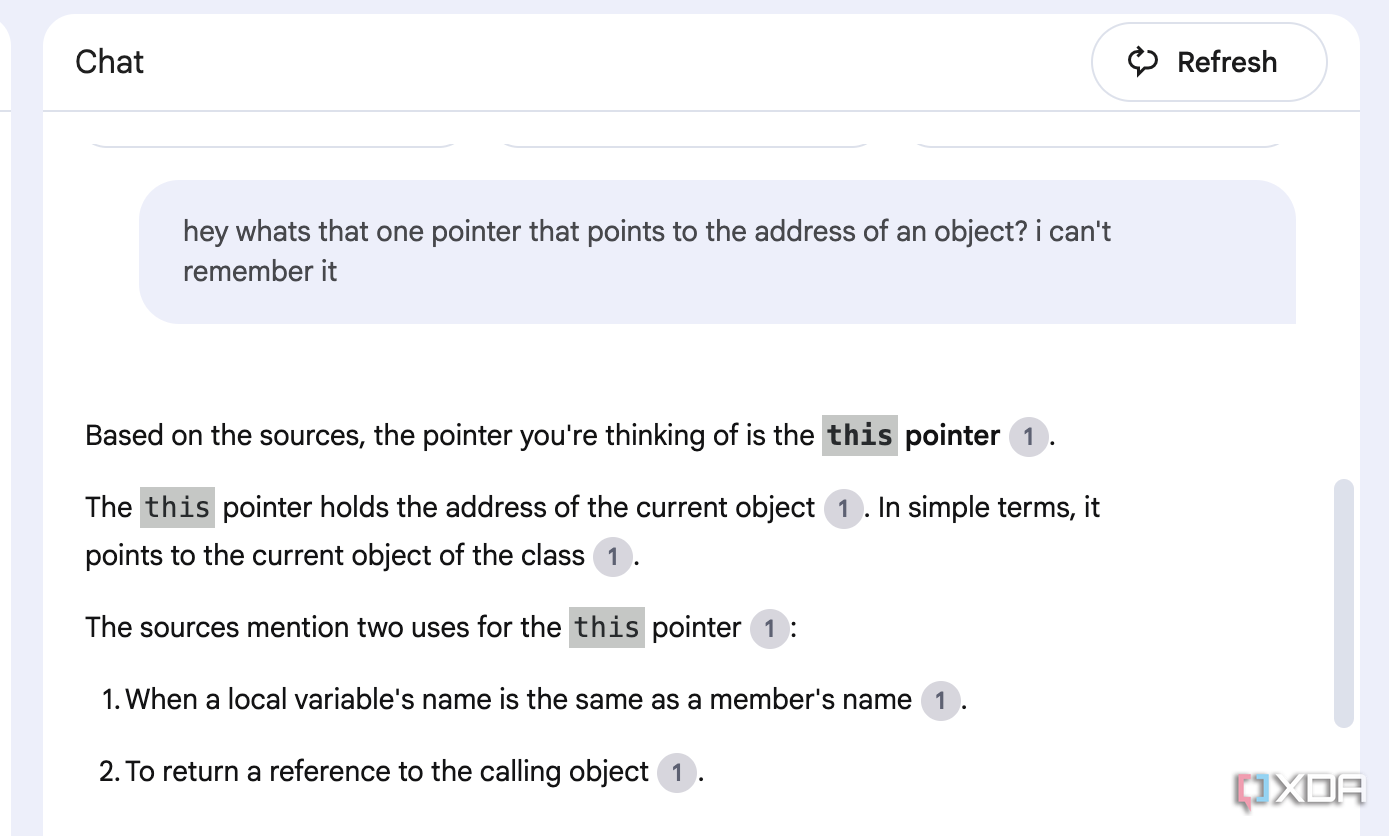 Asking NotebookLM a question from one of my sources