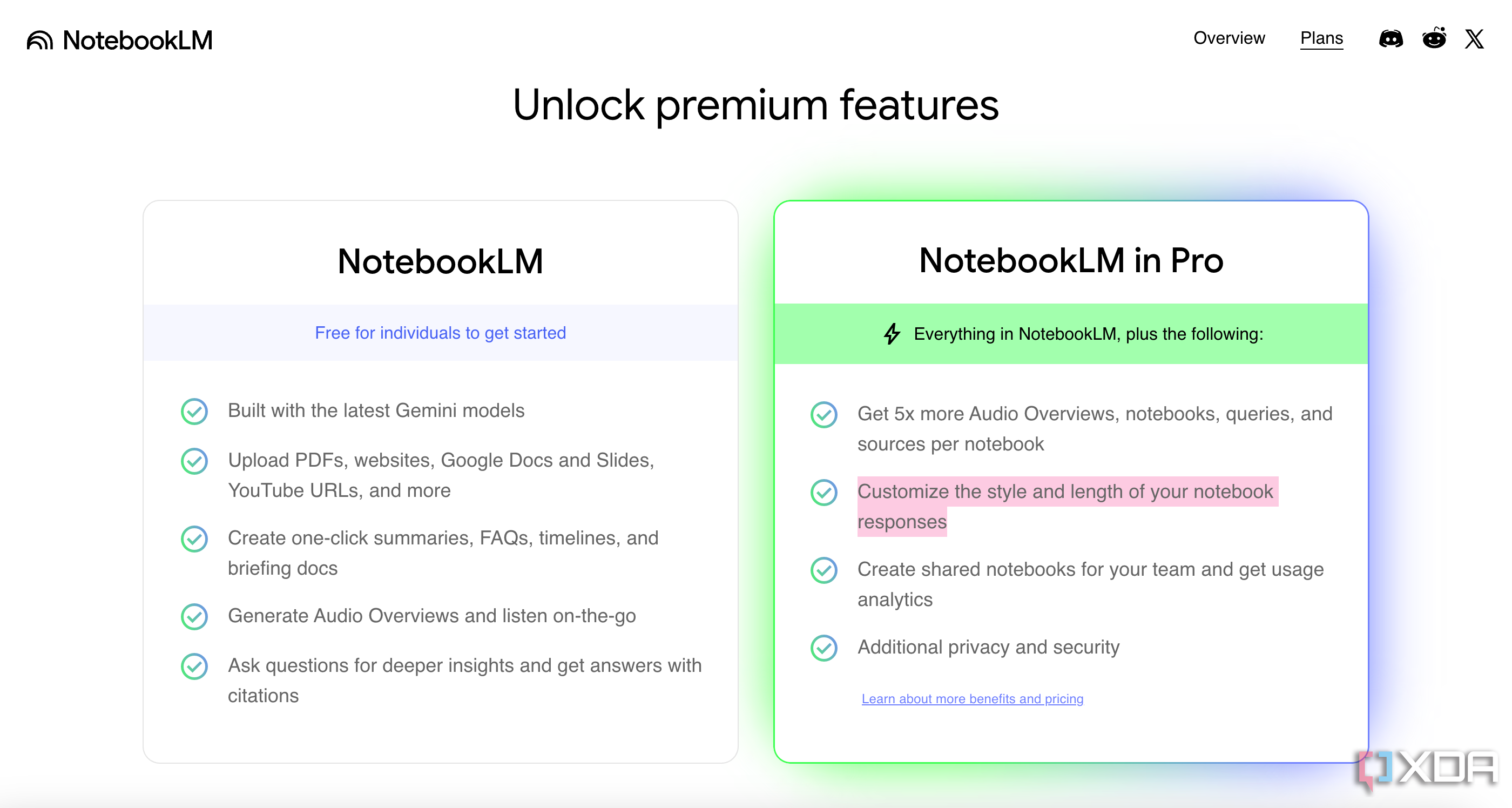 NotebookLM and NotebookLM in Pro plans