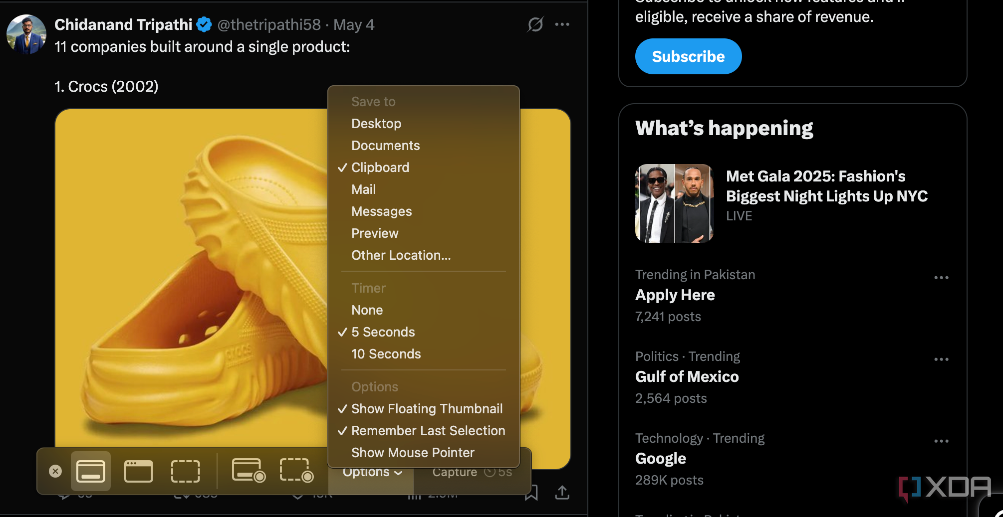 Barra de herramientas de captura de pantalla de macOS al navegar x 