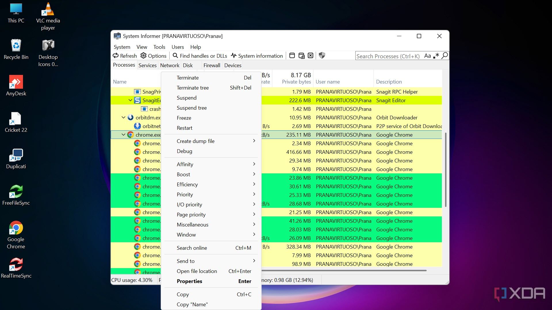 System Informer termination options