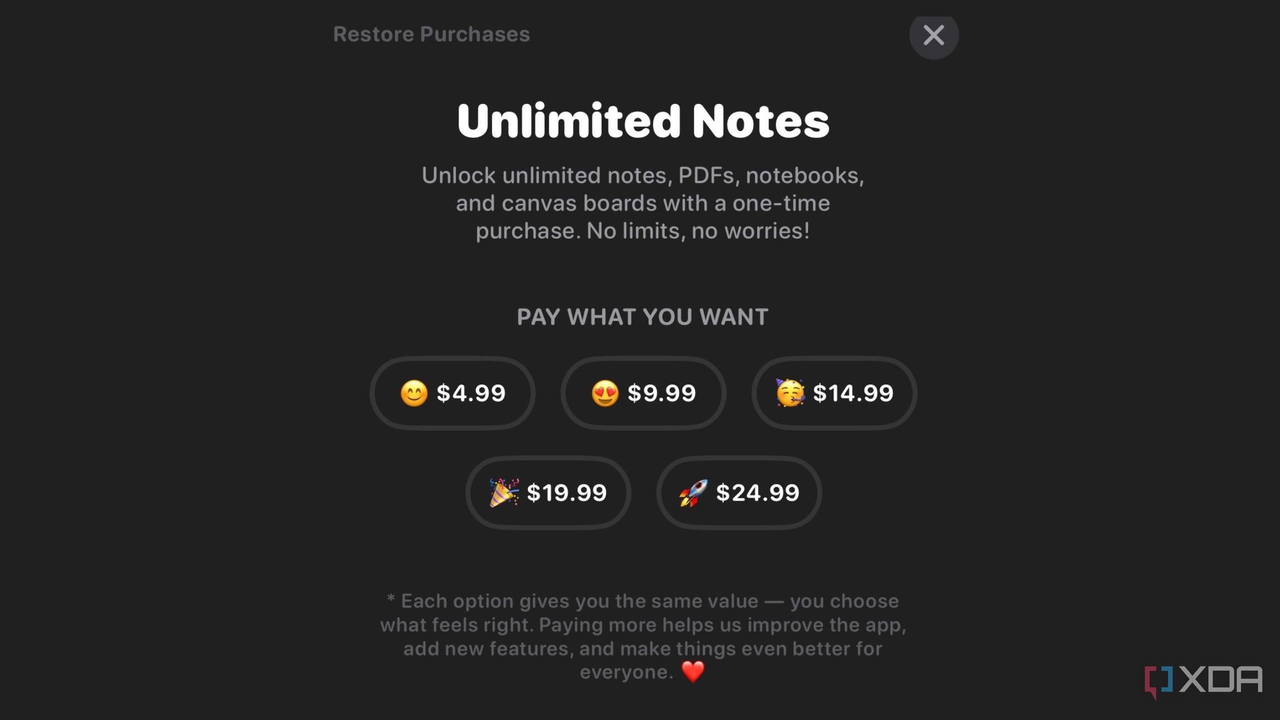 Notedrafts Unlimited Notes subscription page listing payment options