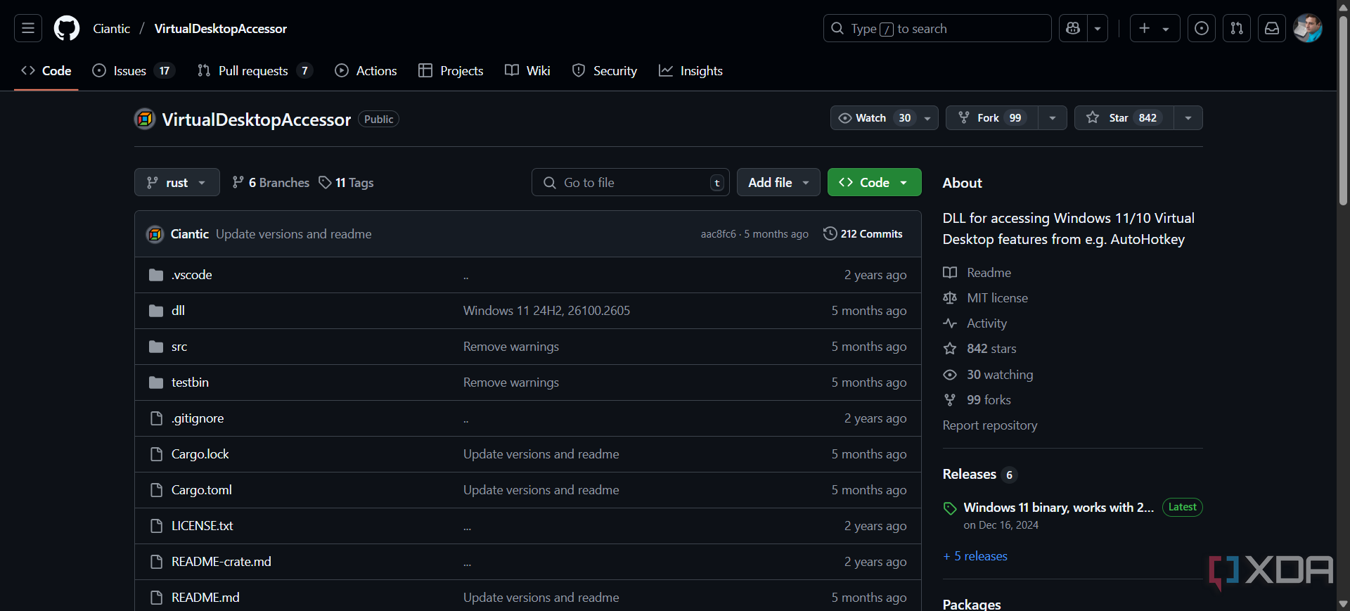 VirtualDesktopAccessor GitHub page