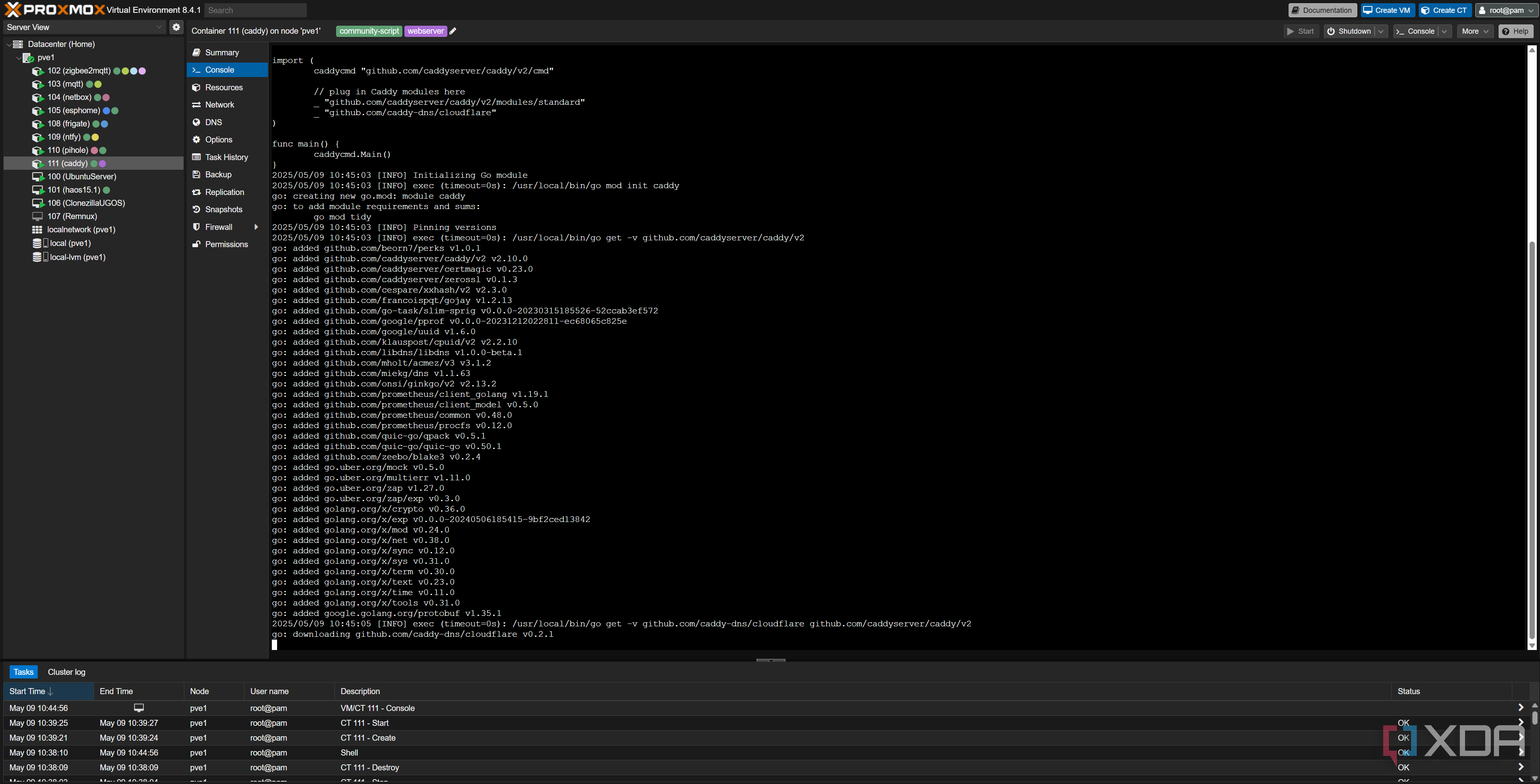 Building Caddy using xCaddy to include Cloudflare DNS
