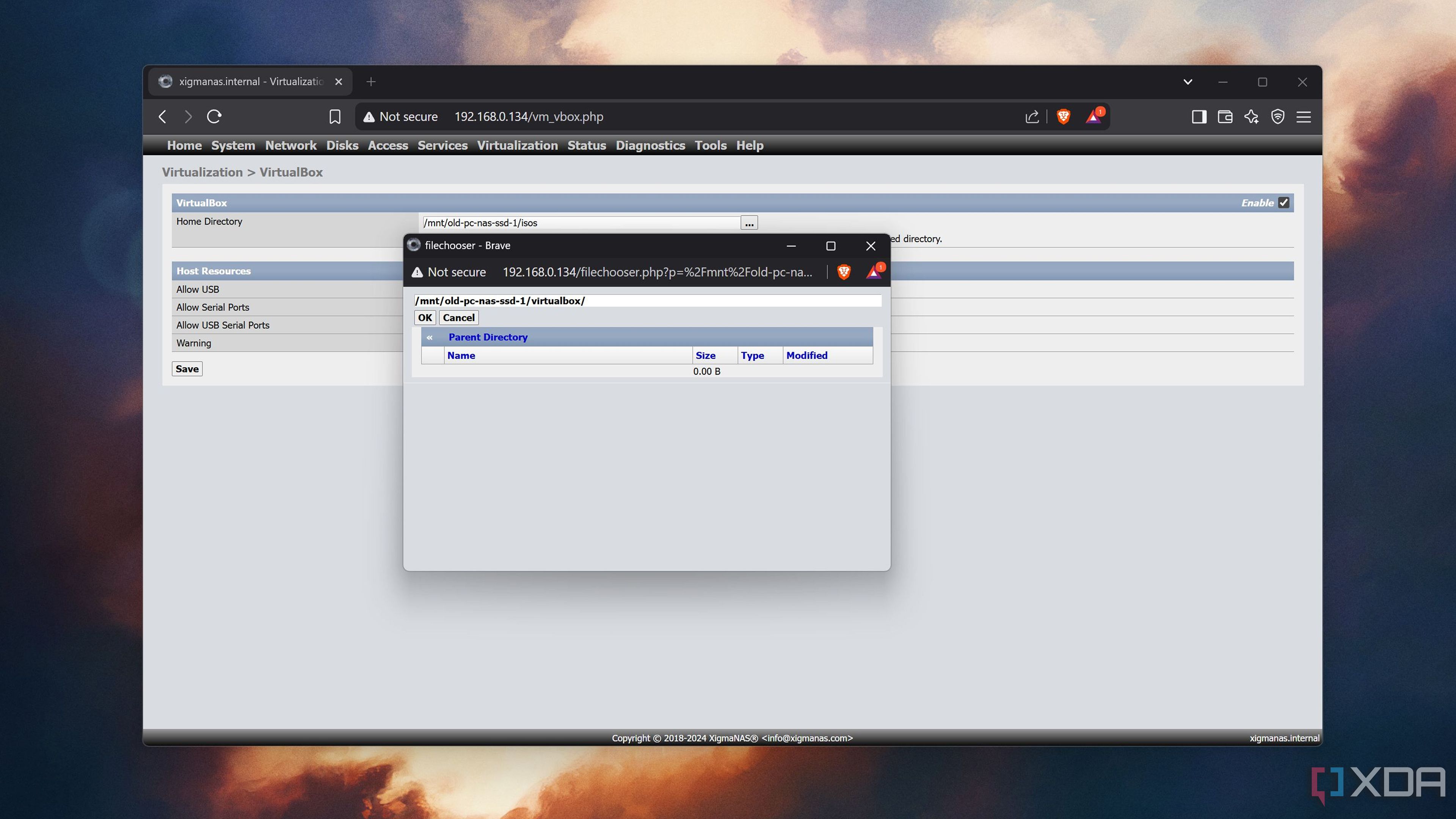 Running phpVirtualBox in XigmaNAS