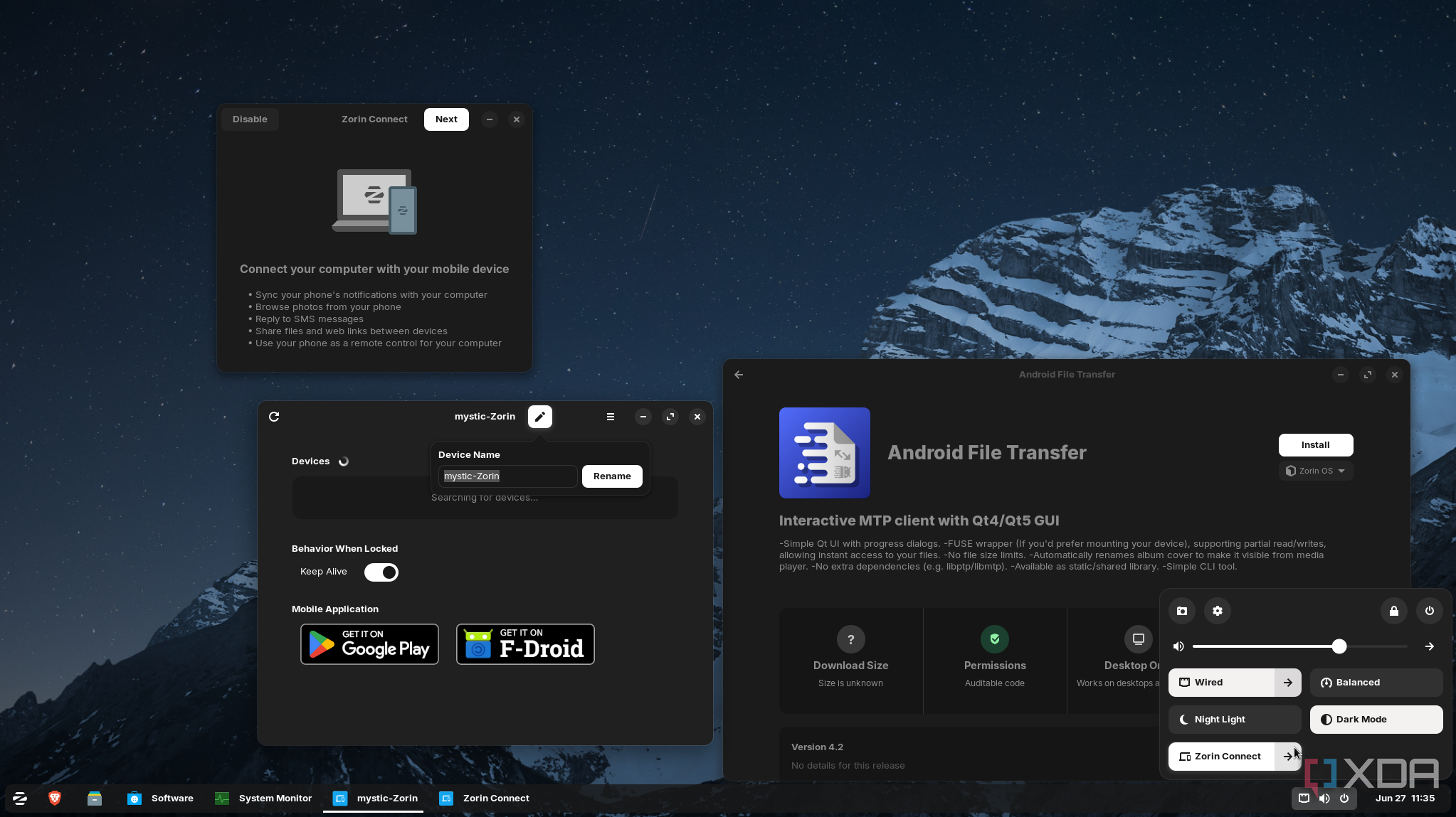 Shows Zorin Connect for Android