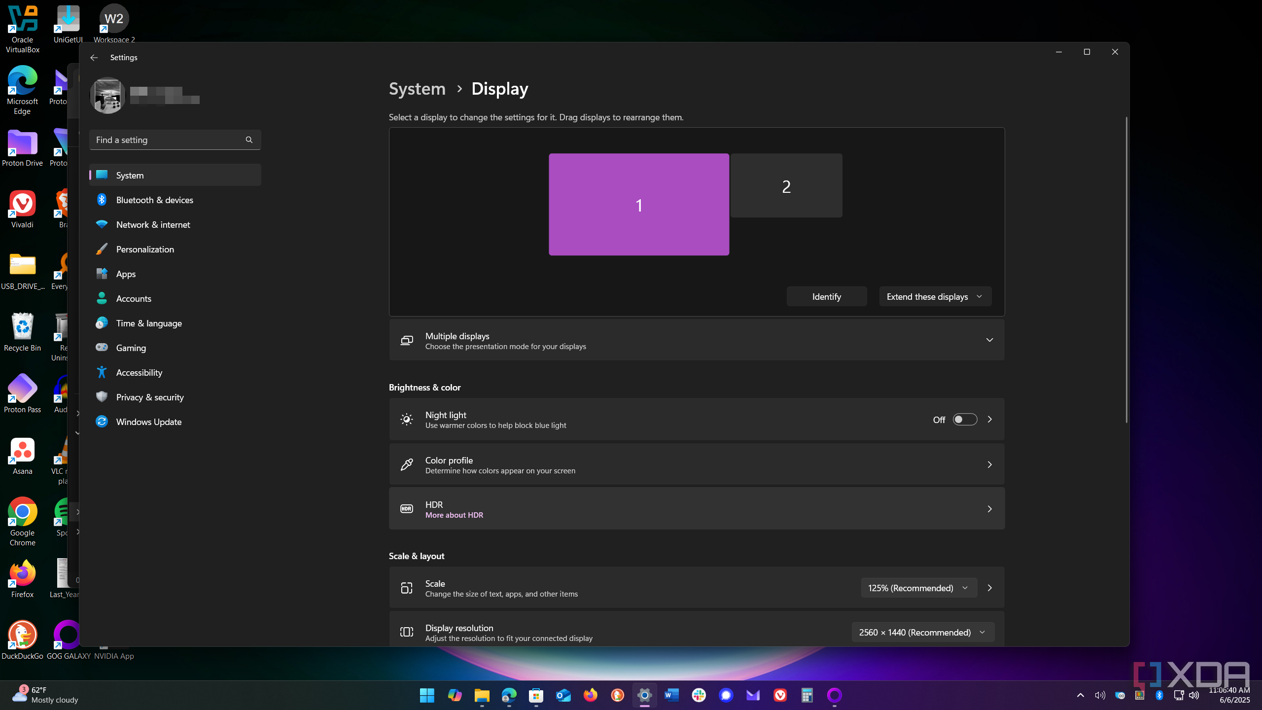 shows hdr settings on Windows 11