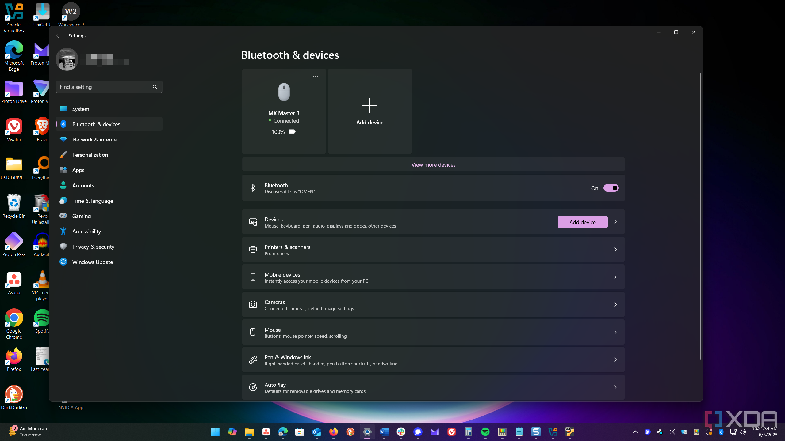 Shows Bluetooth and Devices in Windows 11 Settings