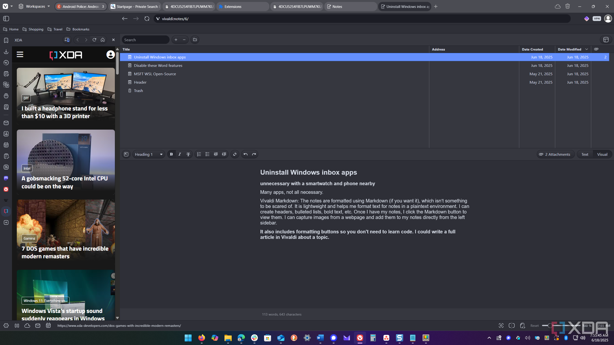 shows vivaldi notes feature