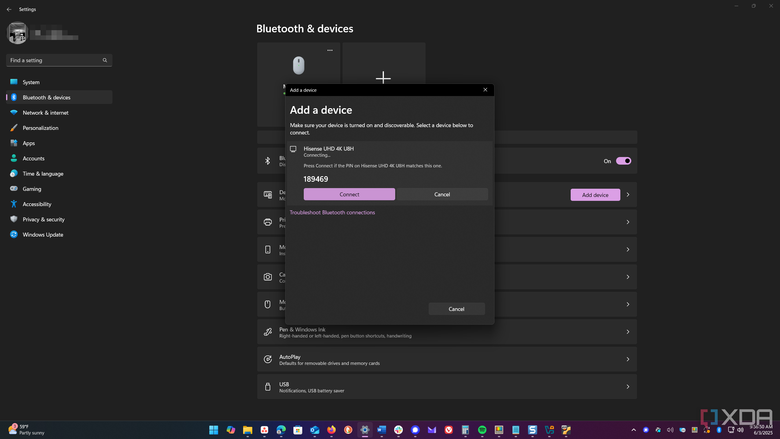 Shows verify Bluetooth pairing with strong authentication code
